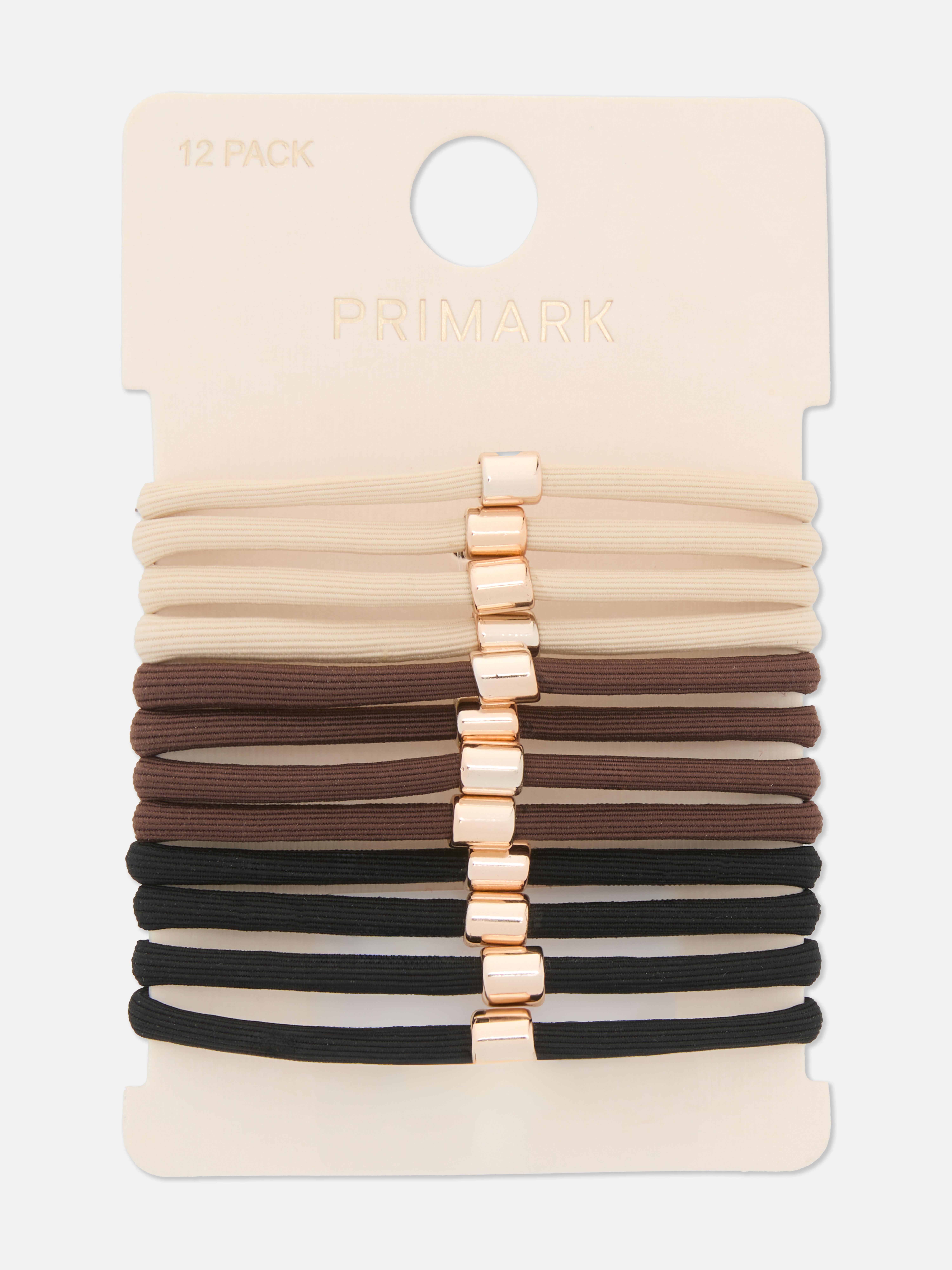 12pk Gold Detail Mixed Elastic Bands