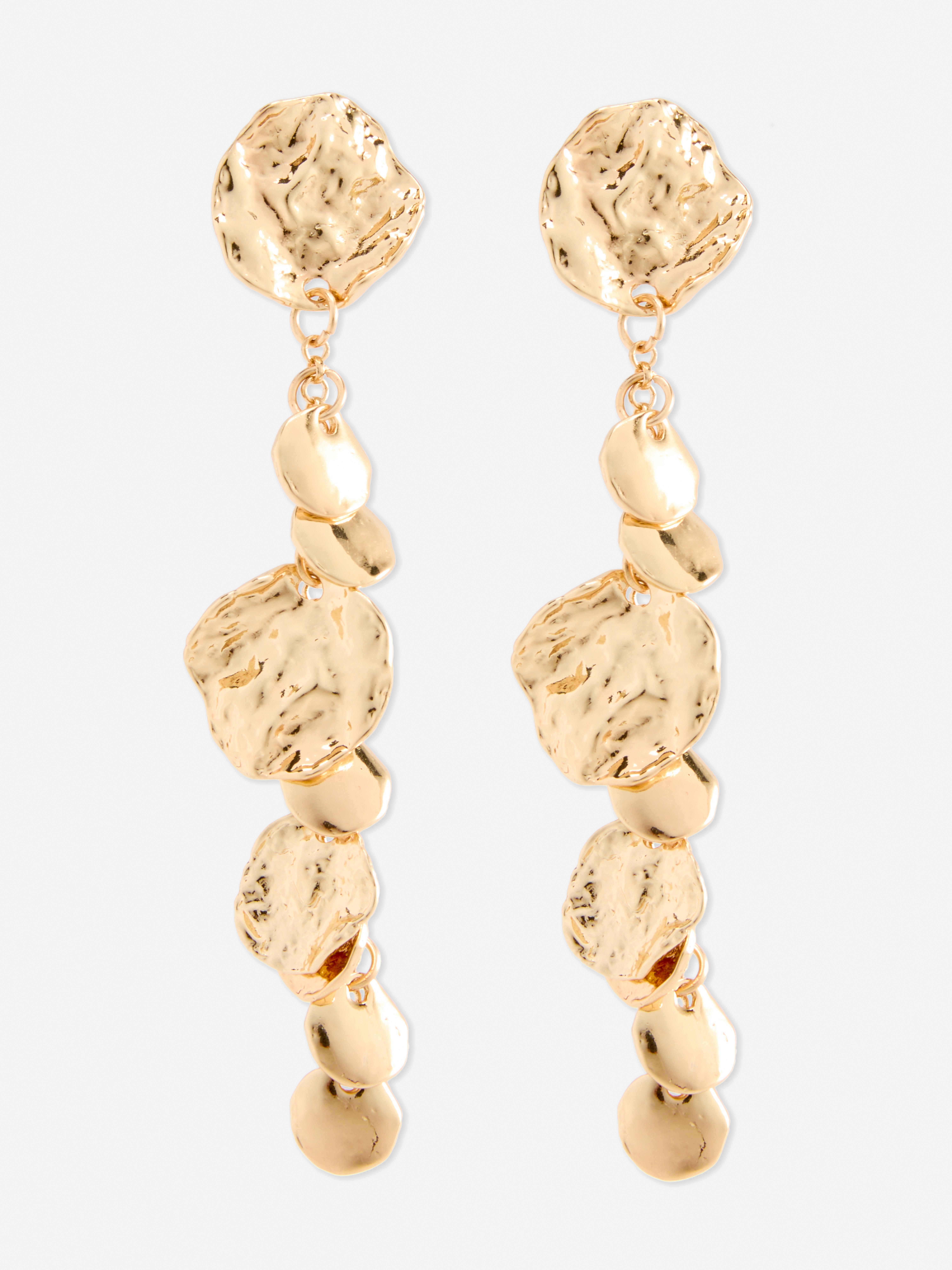 Textured Drop Disc Earrings