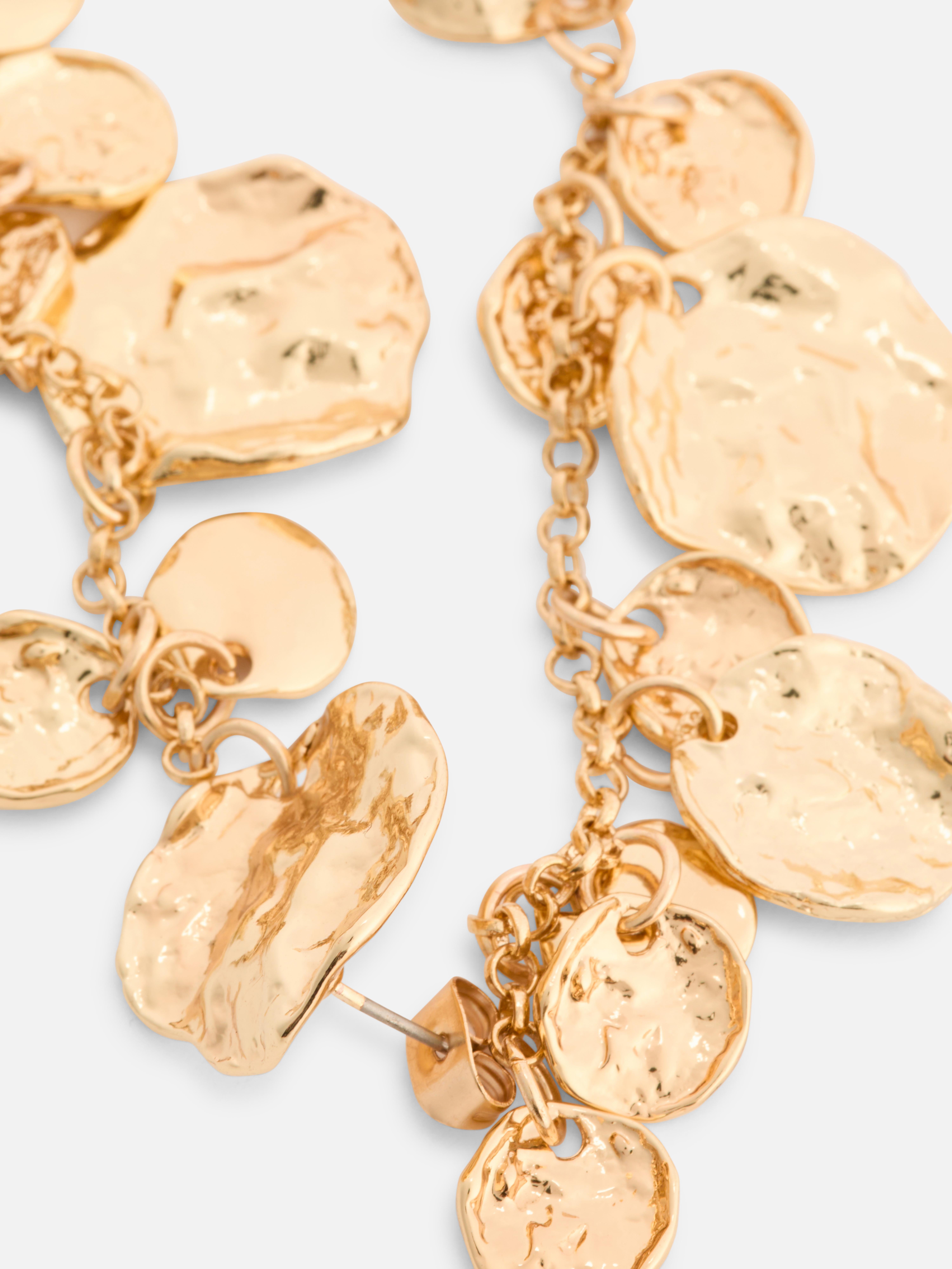 Textured Drop Disc Earrings