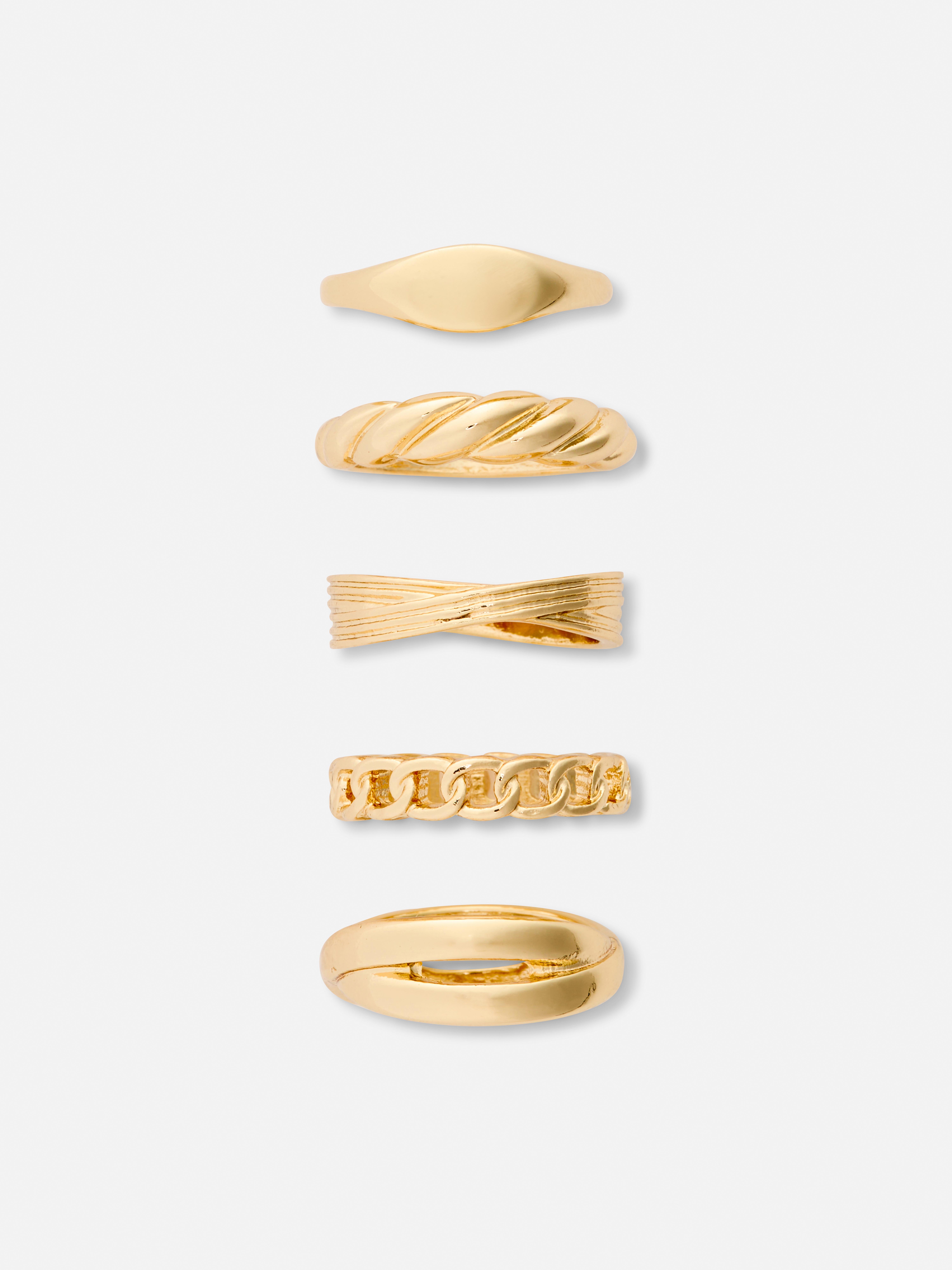 5pk Mixed Design Rings Yellow