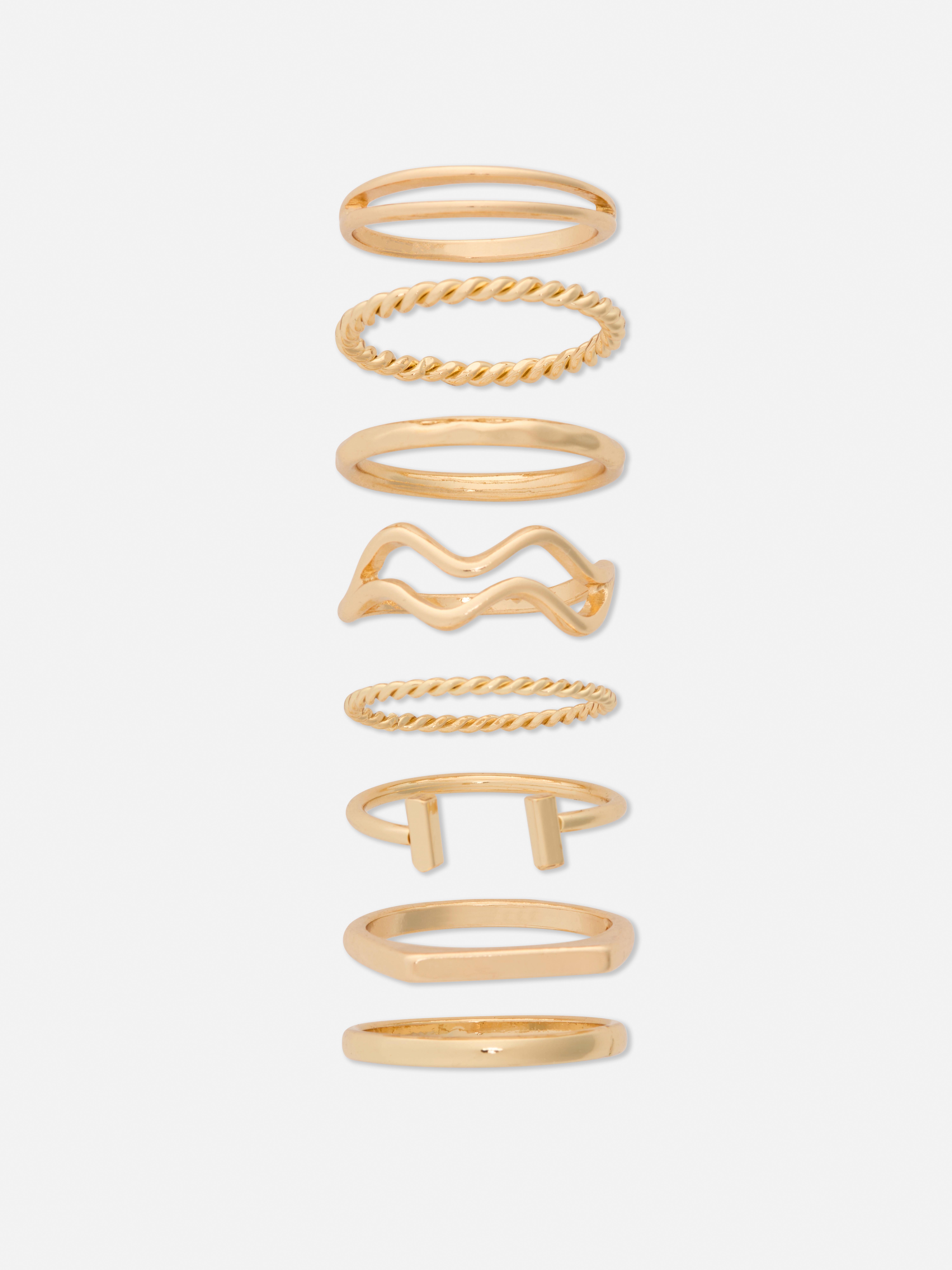 8pk The Edit Mixed Design Rings Yellow