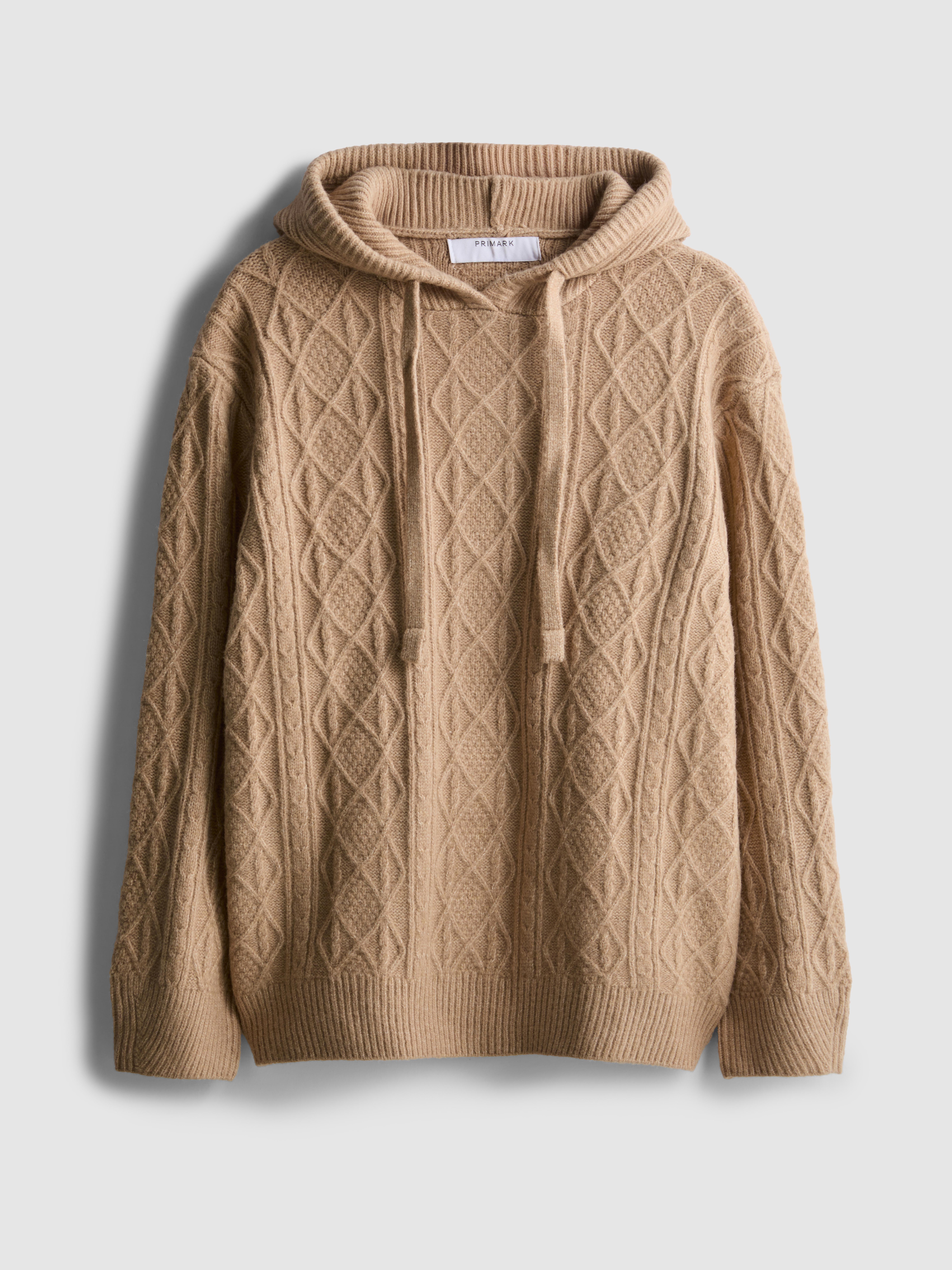 Relaxed Cable Knit Hoodie