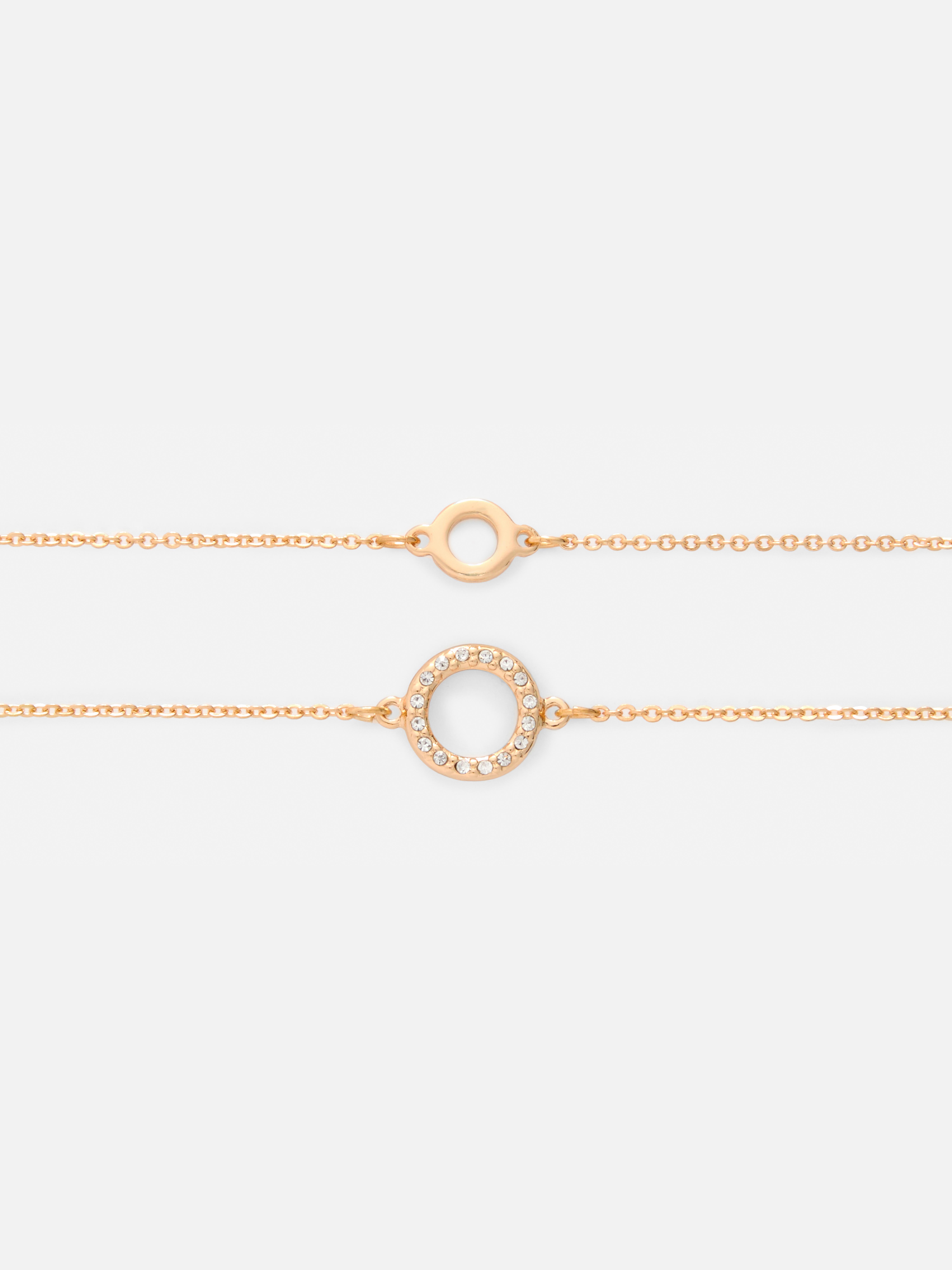 2pk Textured Diamante Circle Bracelets