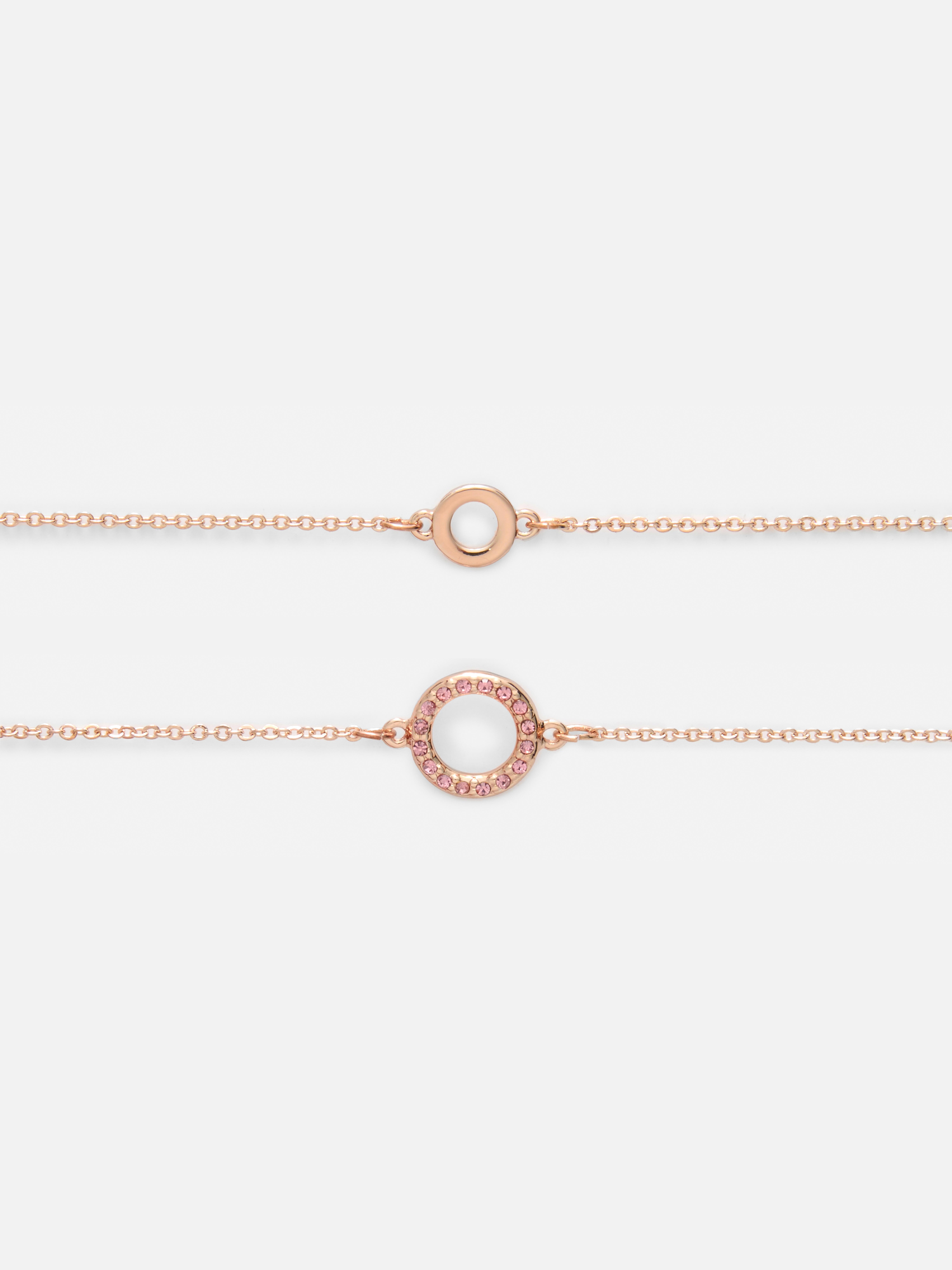 2pk Textured Diamante Circle Bracelets