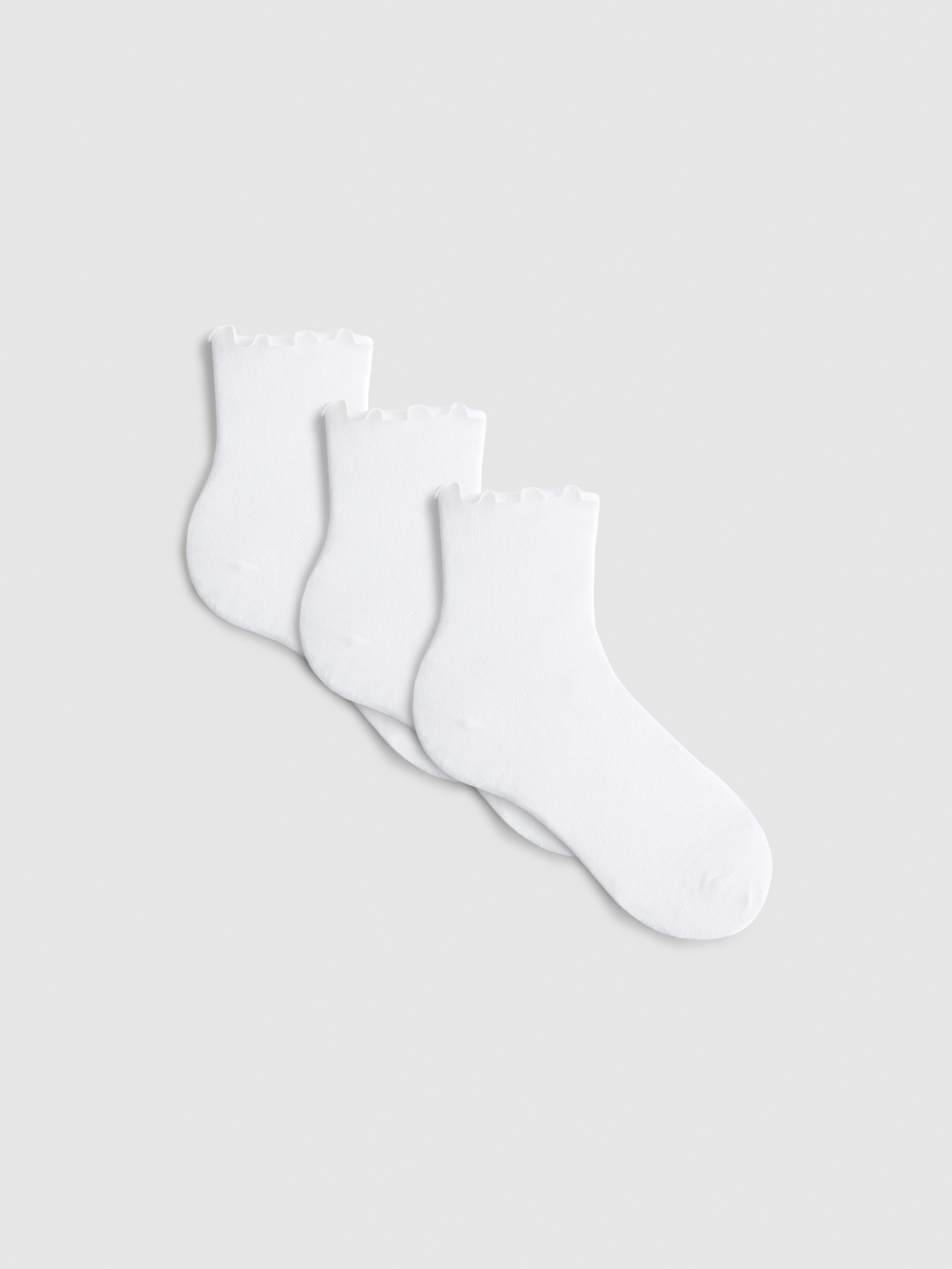 3pk Lettuce Hem Quarter Crew Socks