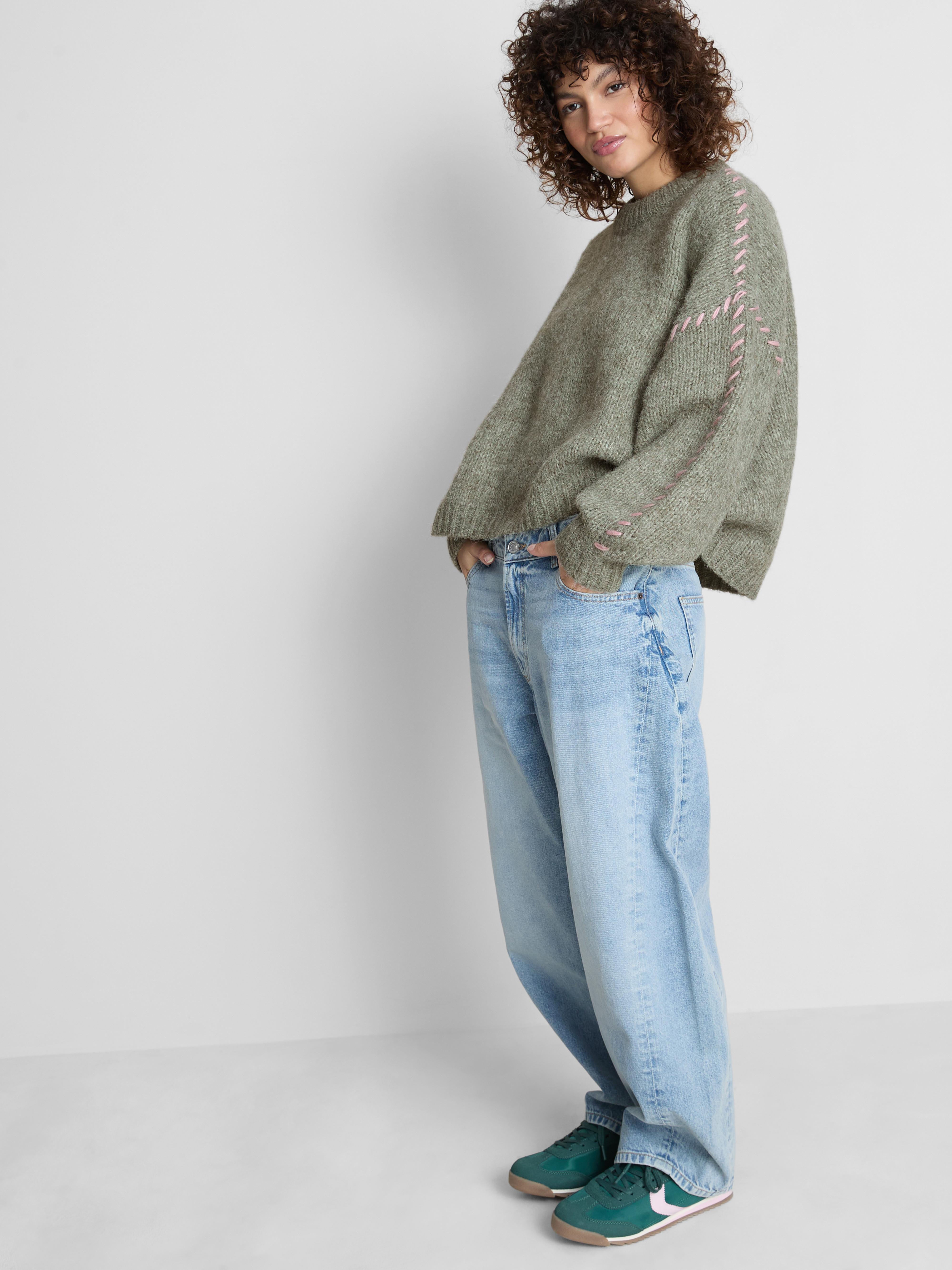 Relaxed Contrast Stitch Jumper