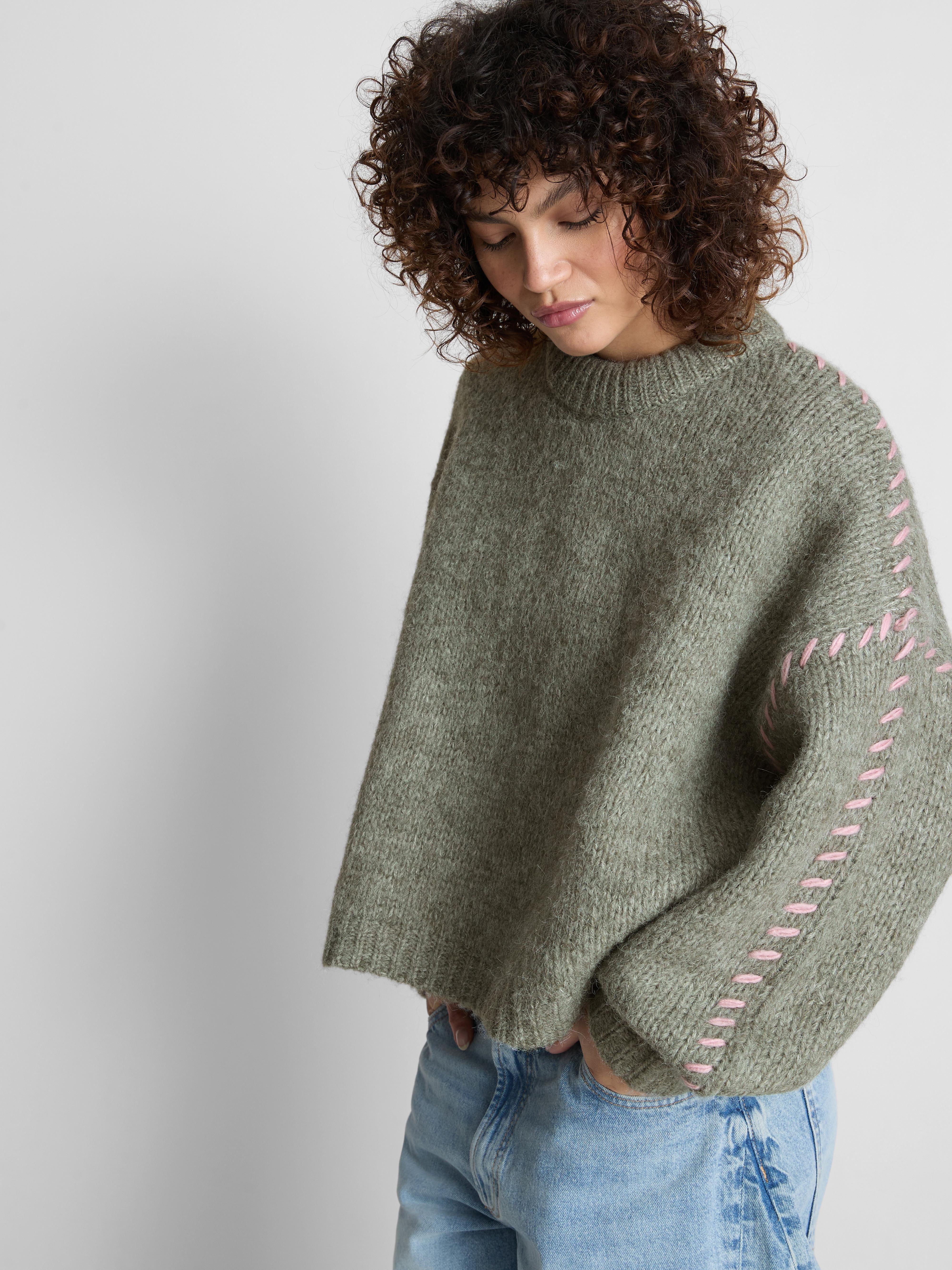 Relaxed Contrast Stitch Jumper