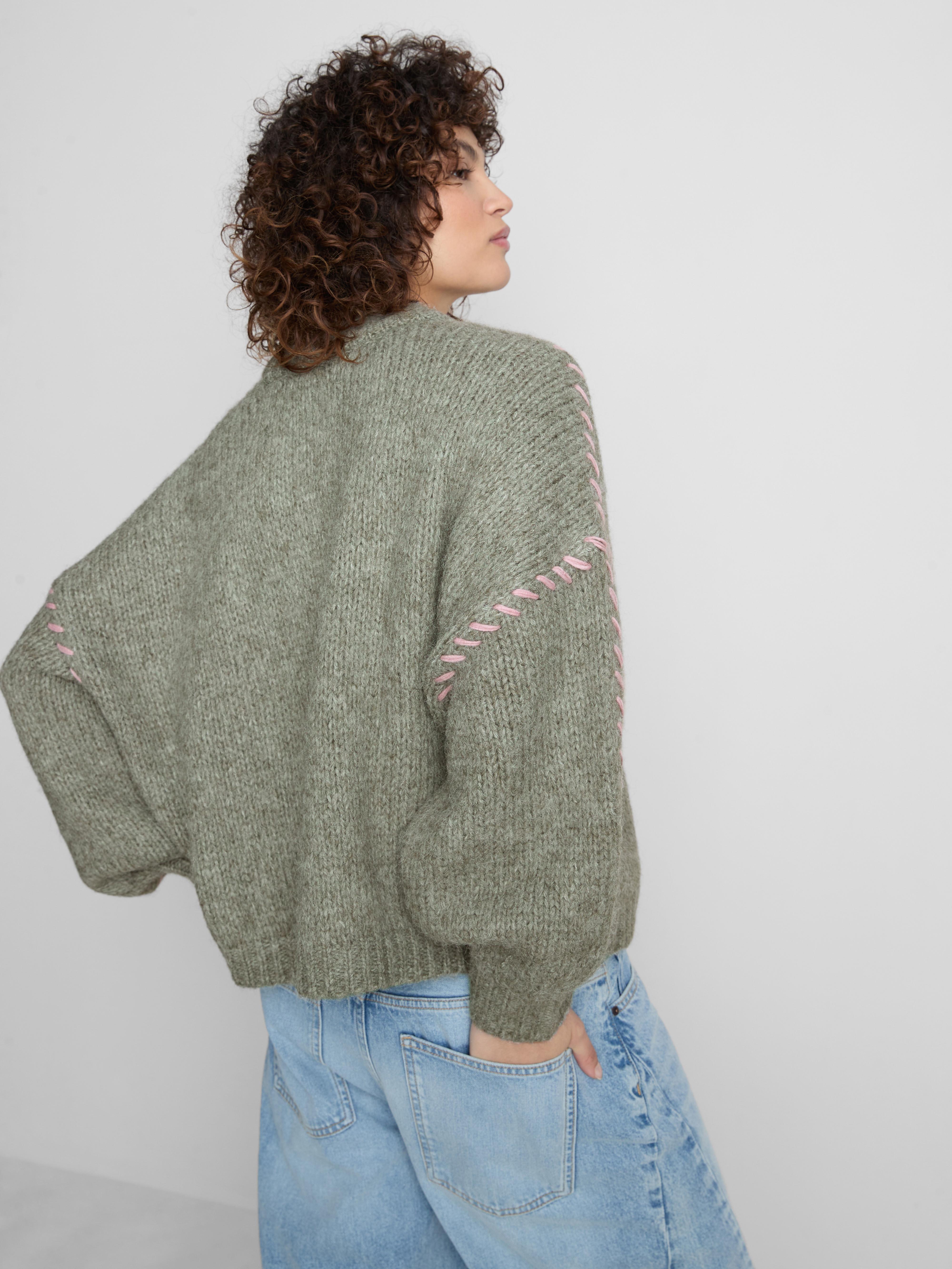 Relaxed Contrast Stitch Jumper