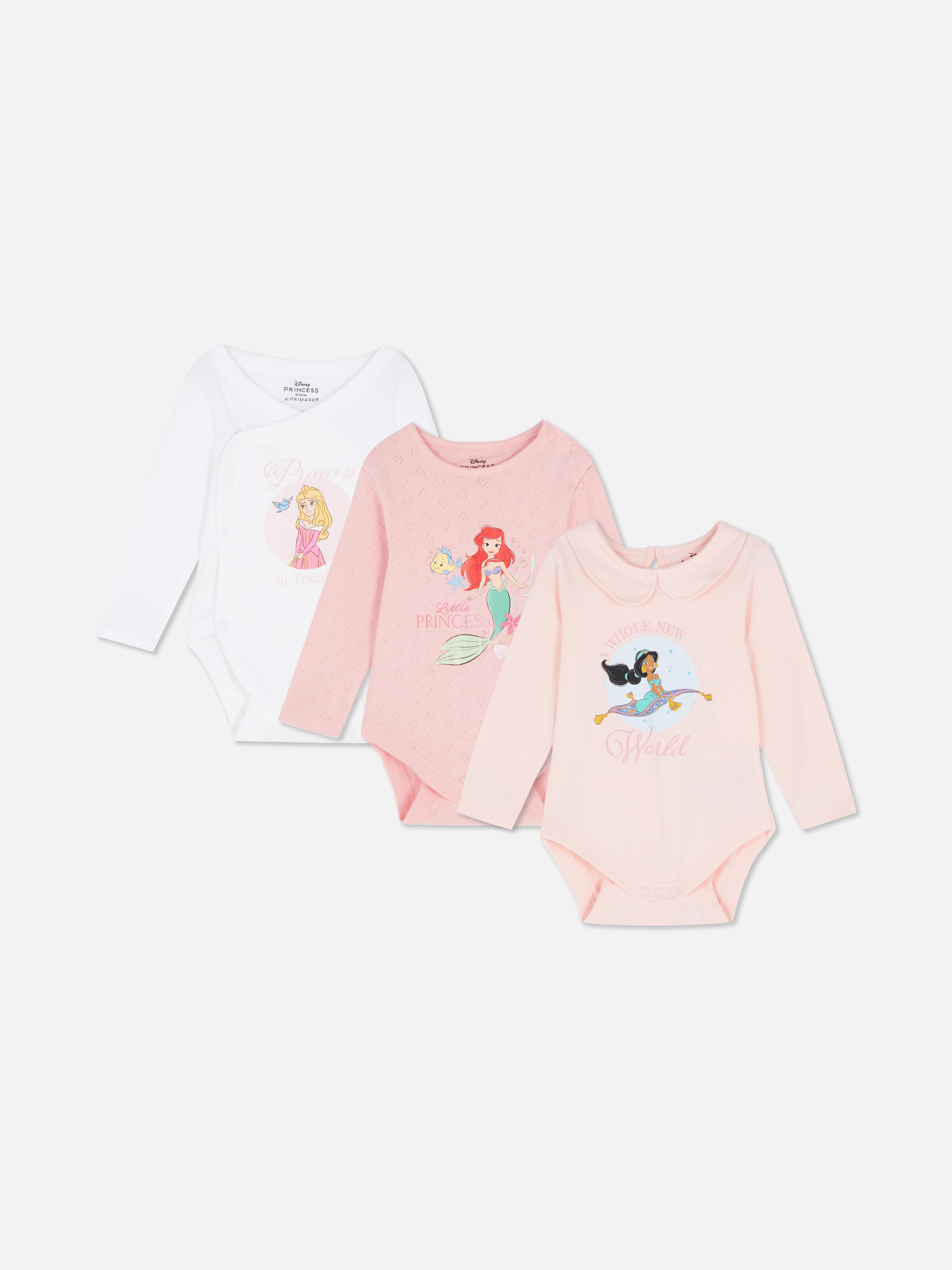 0–18 Monate | „Disney Prinzessinnen“ Langarm-Bodys für Neugeborene, 3er-Pack