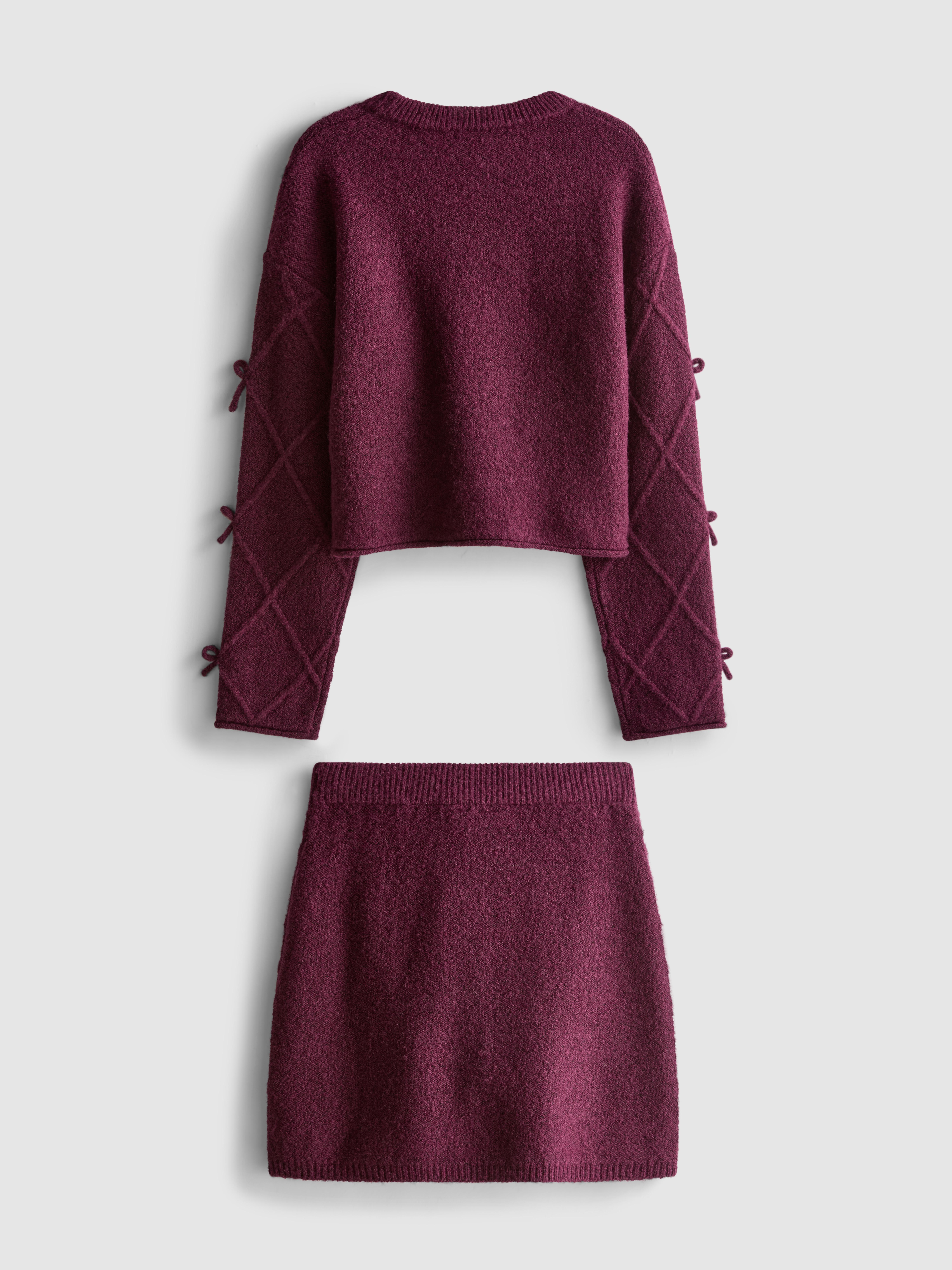 7-15yrs | Bow Jumper and Knit Skirt Set