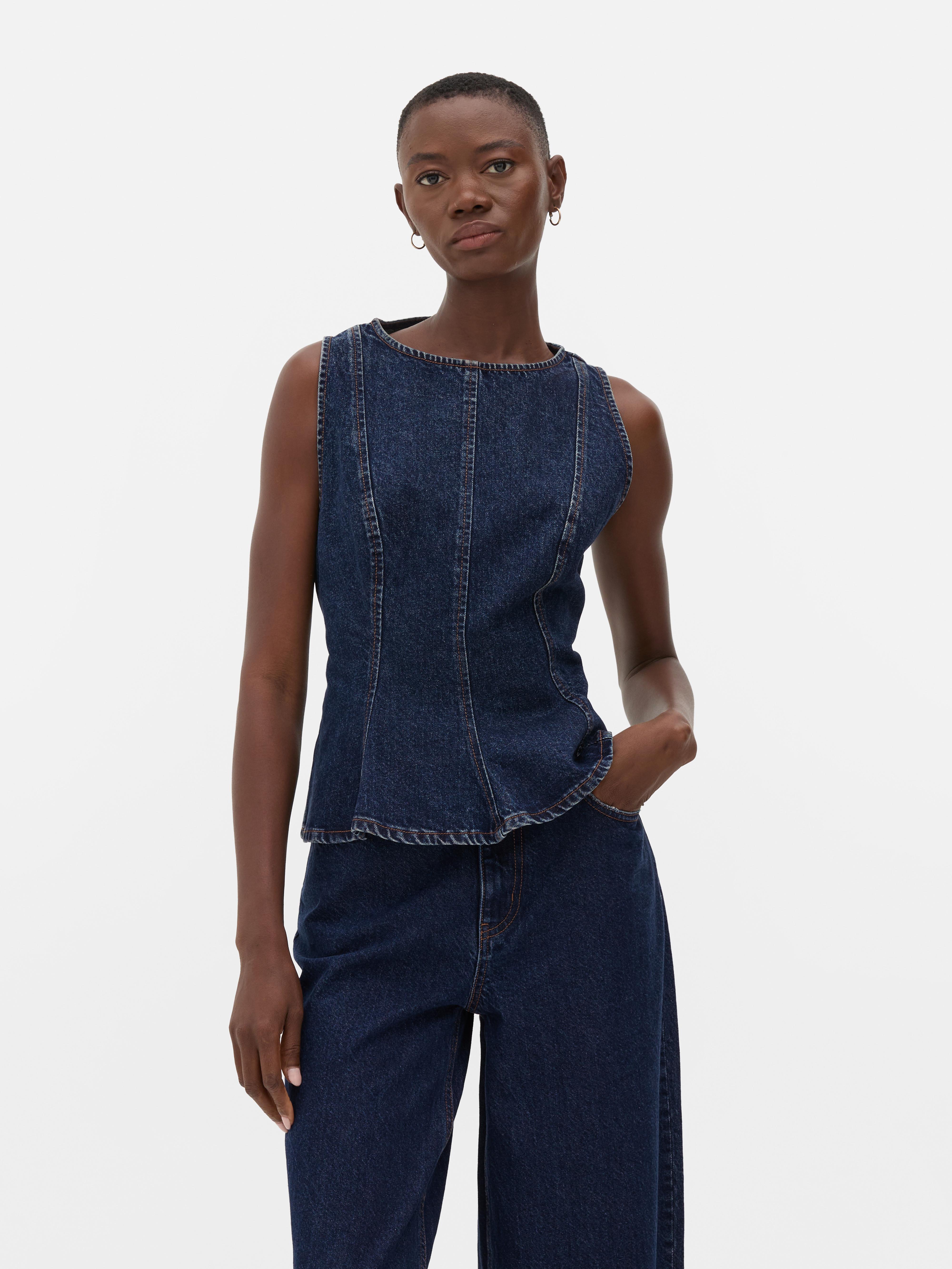 Denim Peplum Top