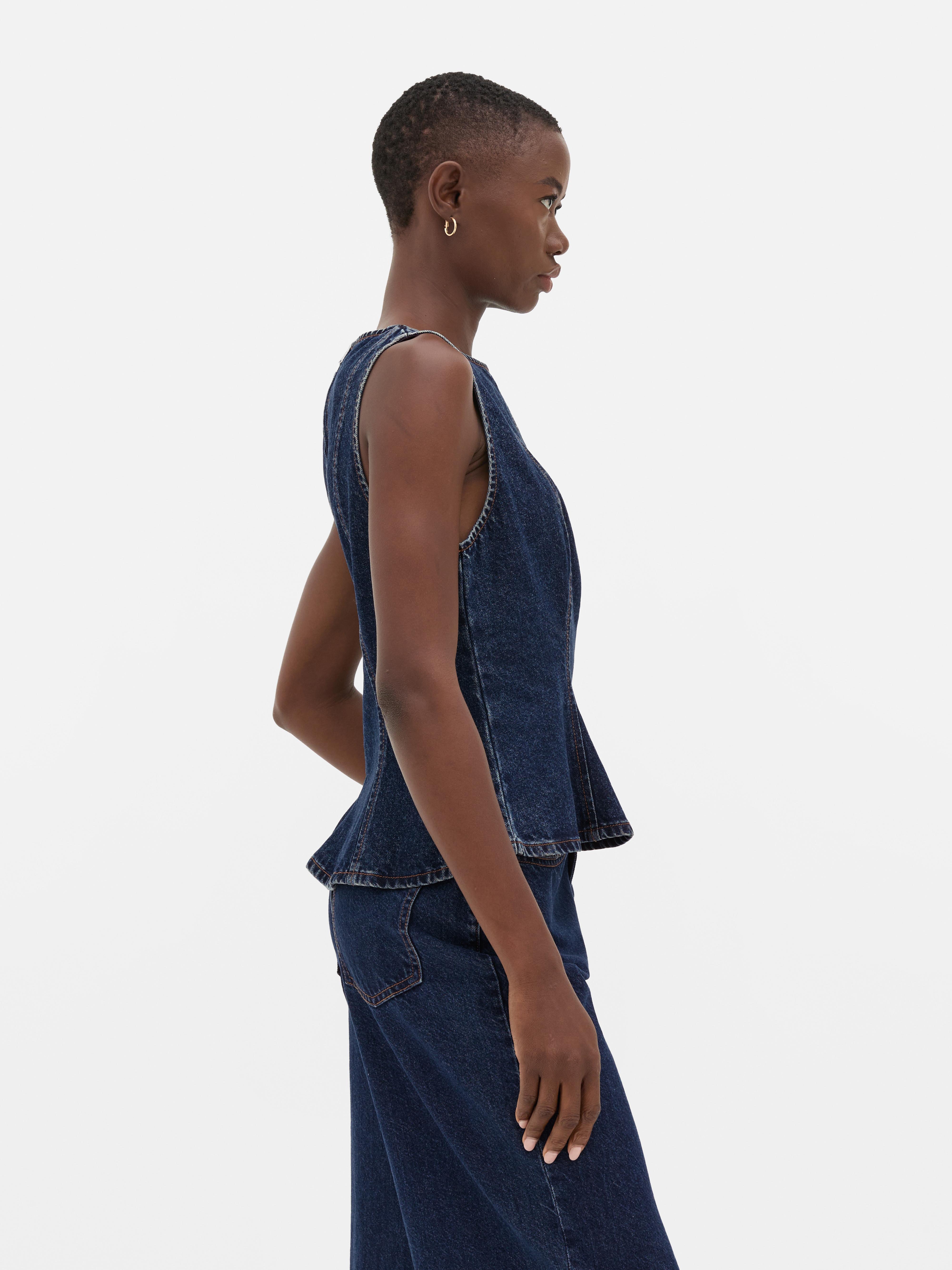 Denim Peplum Top