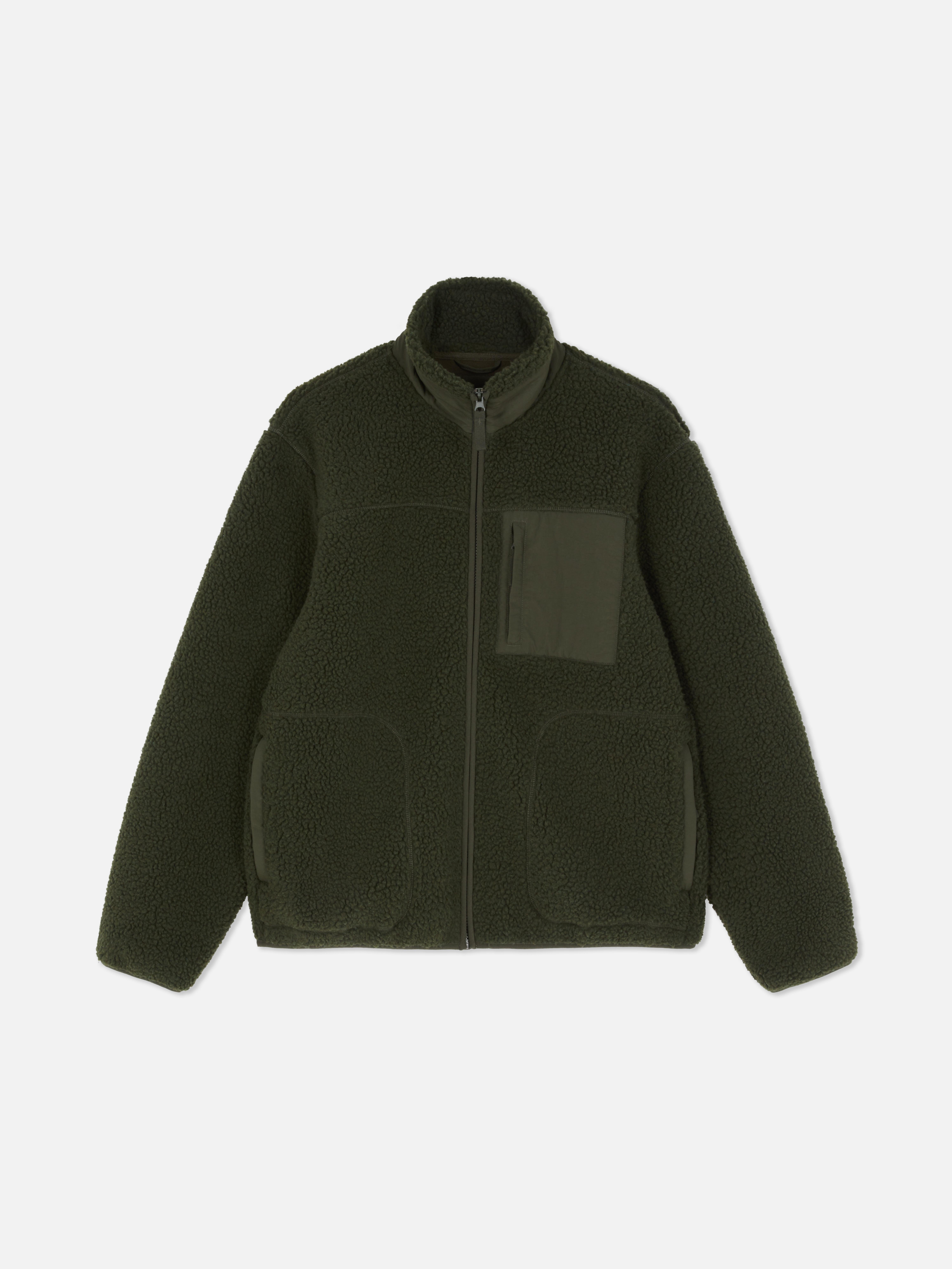Chaqueta de piel de borrego sintética con cremallera