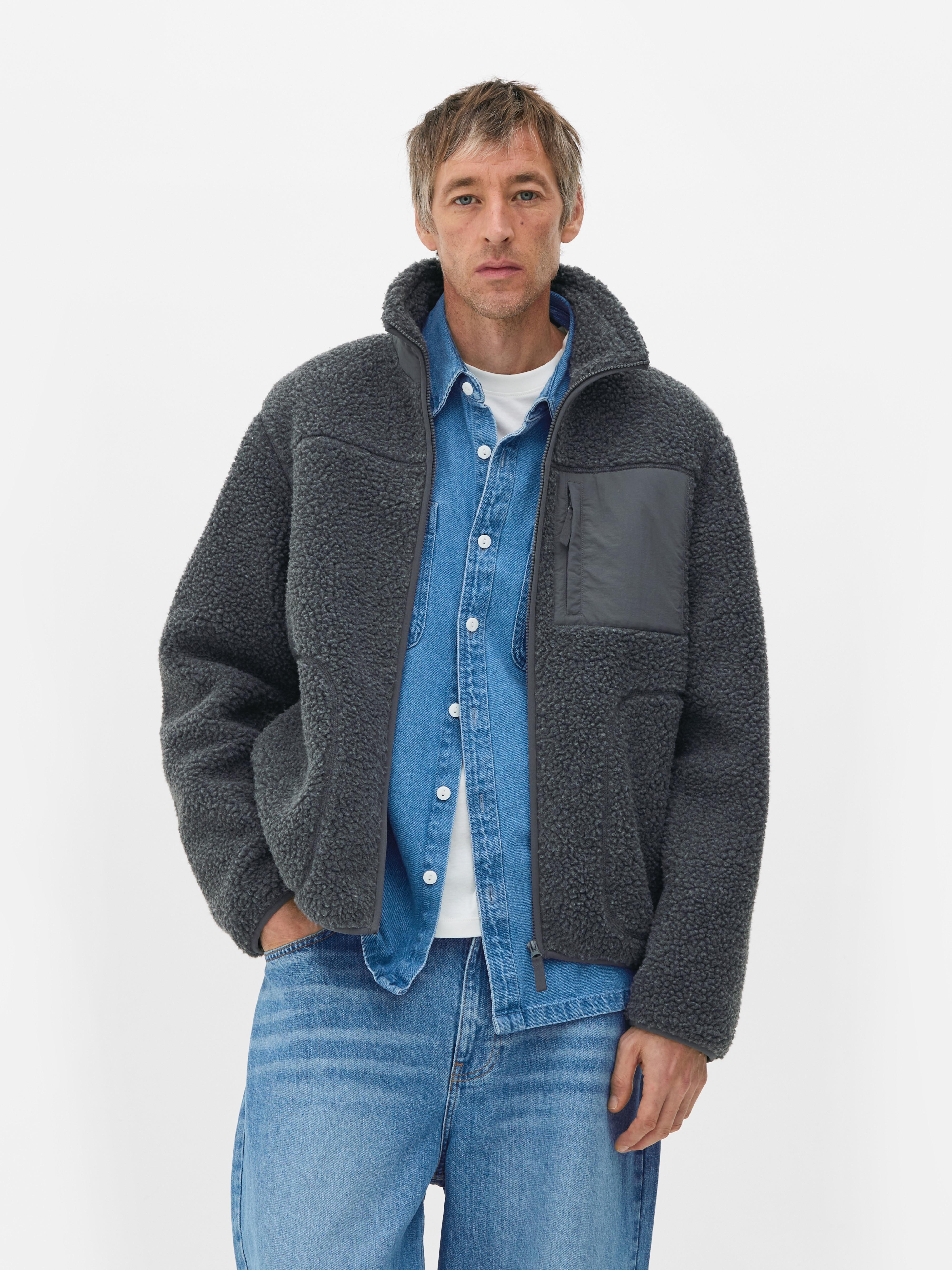 Chaqueta de piel de borrego sintética con cremallera