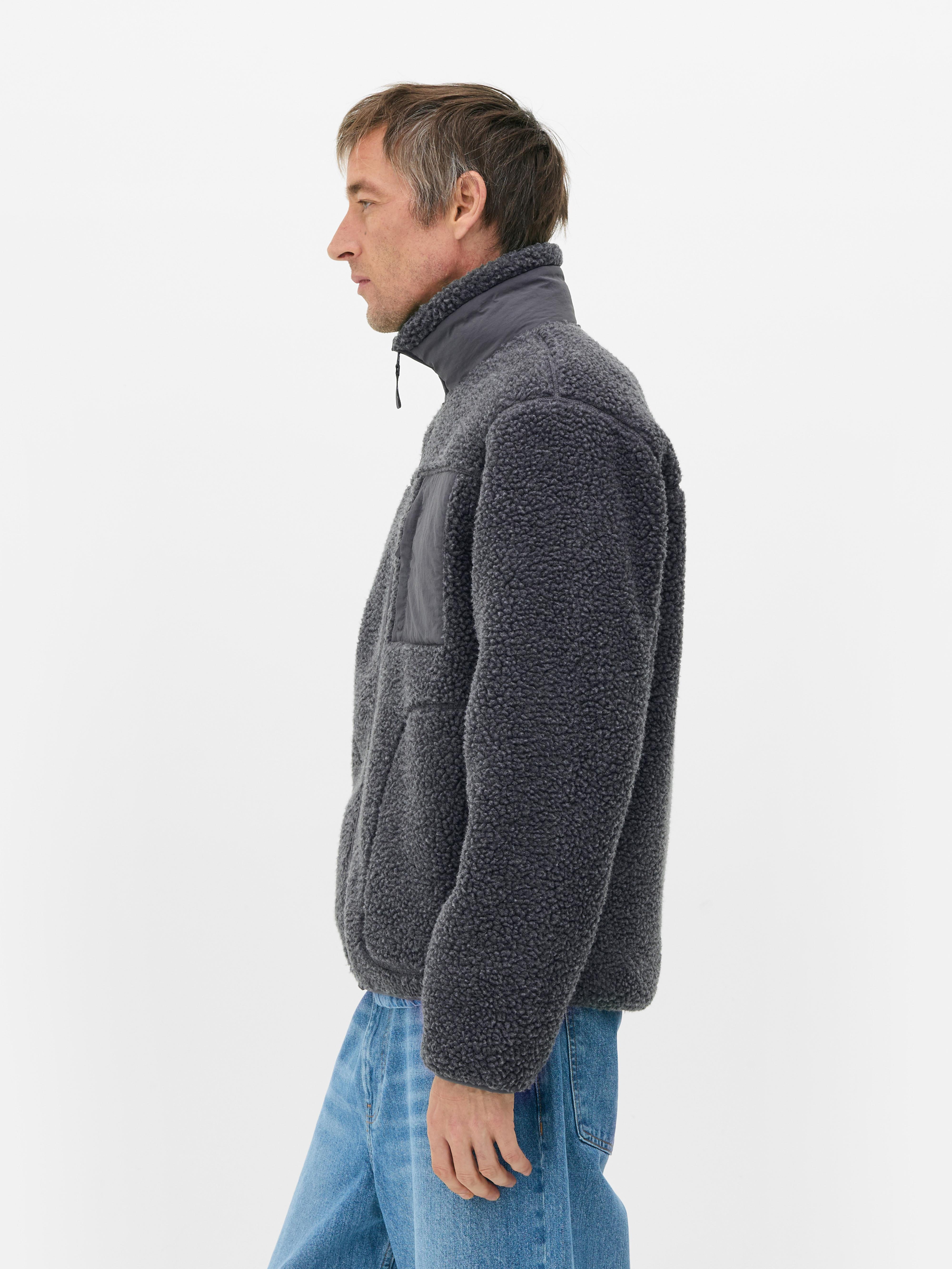 Chaqueta de piel de borrego sintética con cremallera