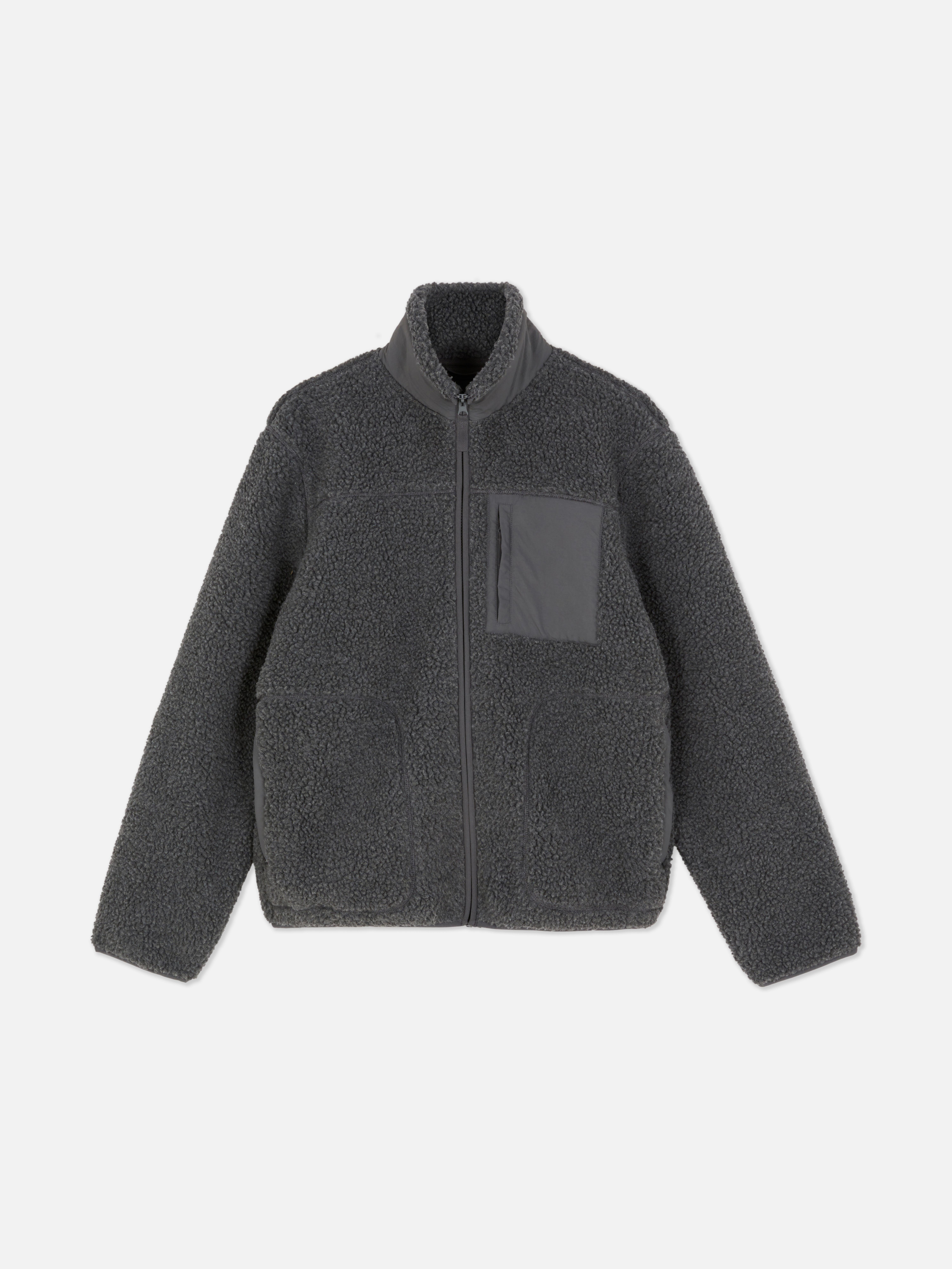 Chaqueta de piel de borrego sintética con cremallera