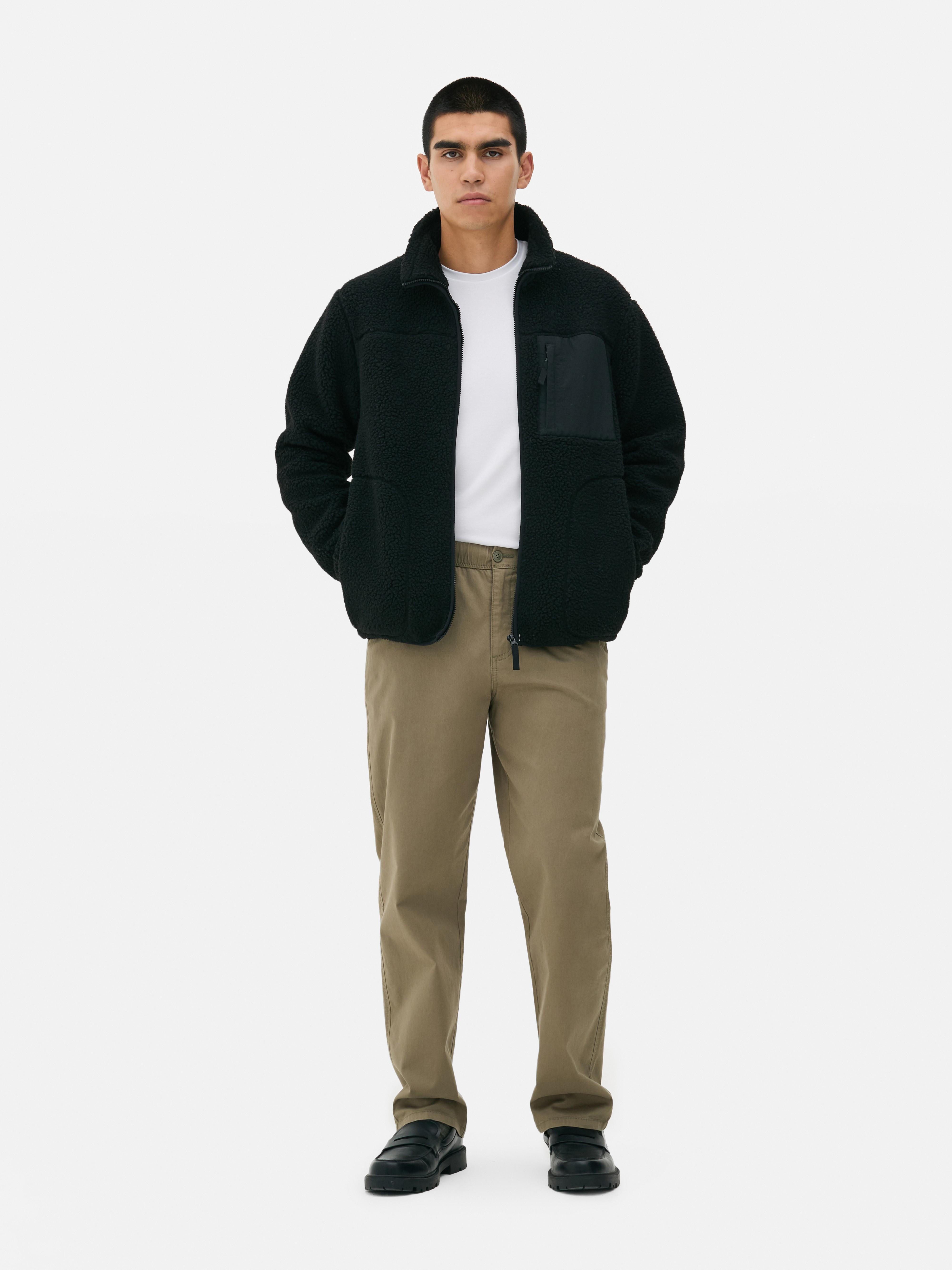 Chaqueta de piel de borrego sintética con cremallera