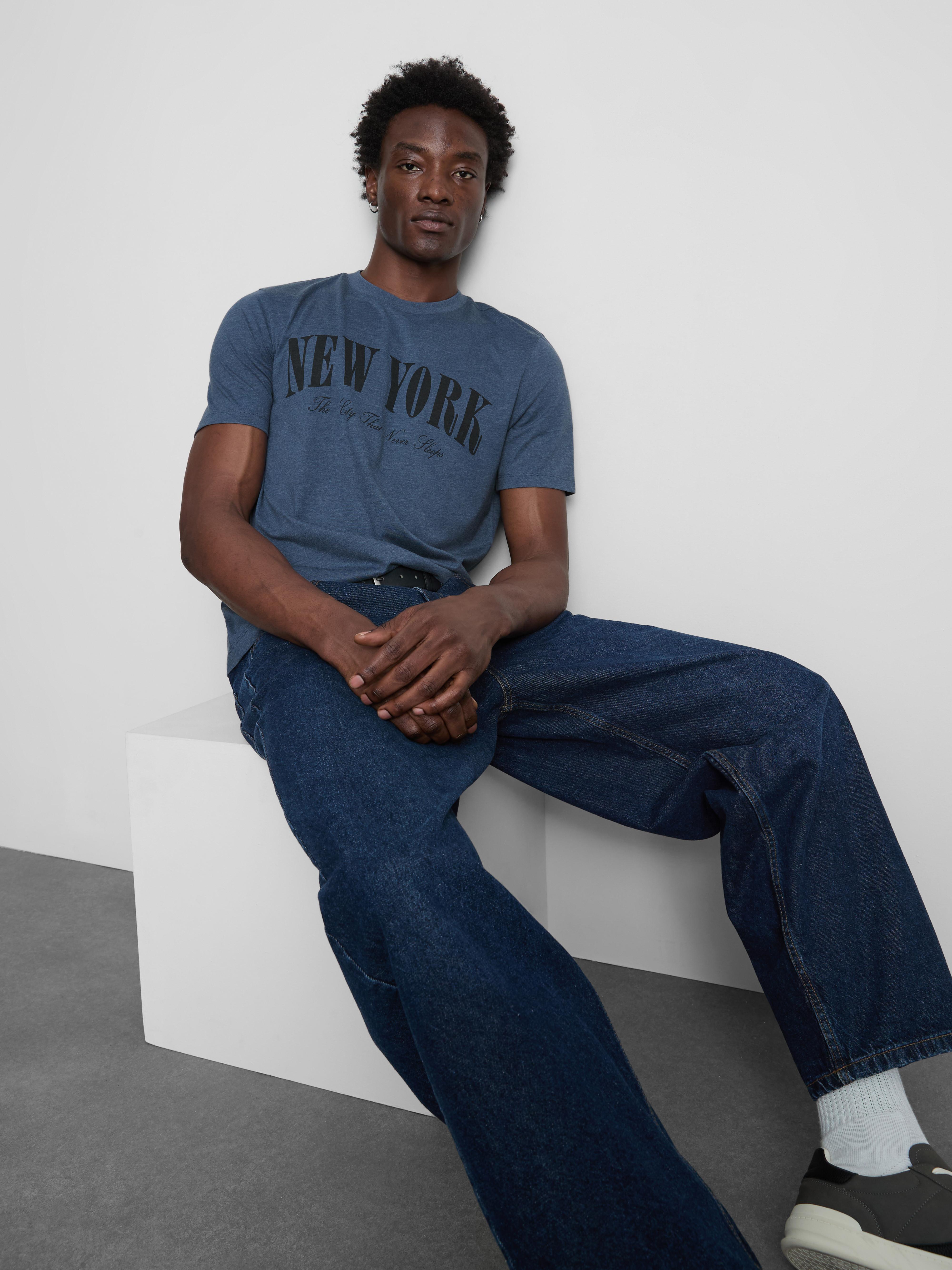 Men's Mid Blue New York T-Shirt