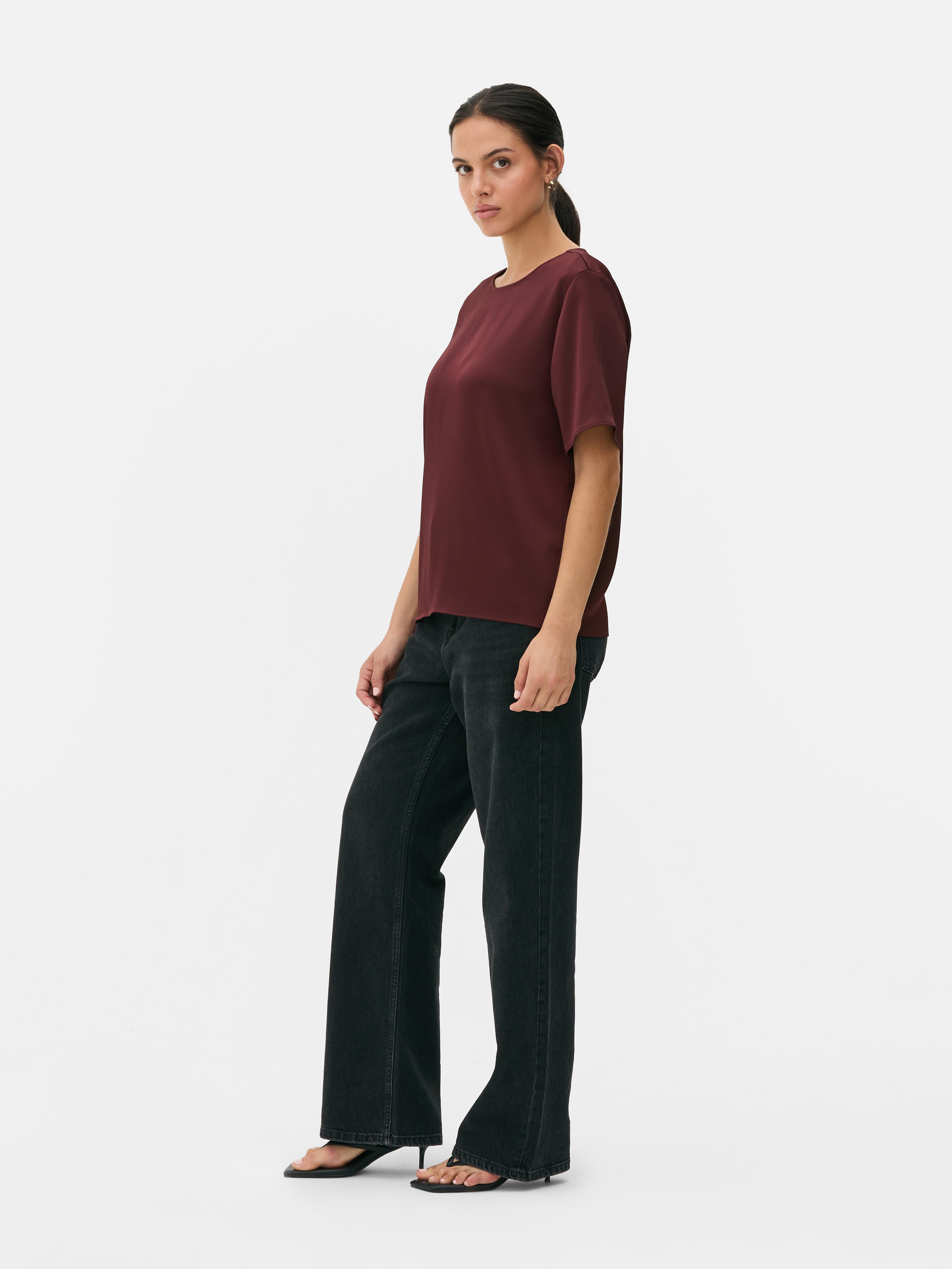 Relaxed Satin Tee Burgundy