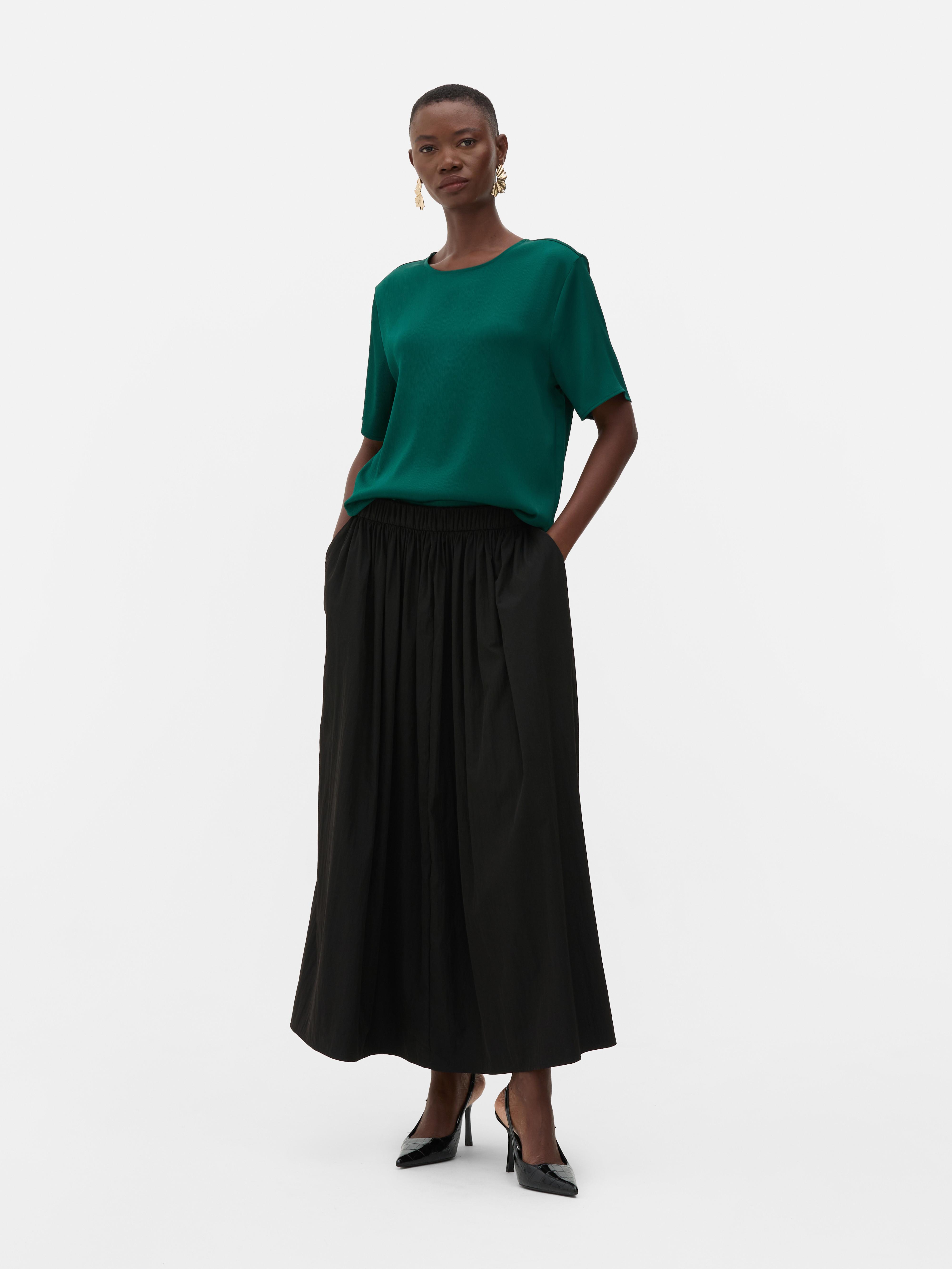 Relaxed Satin Tee Dark Green