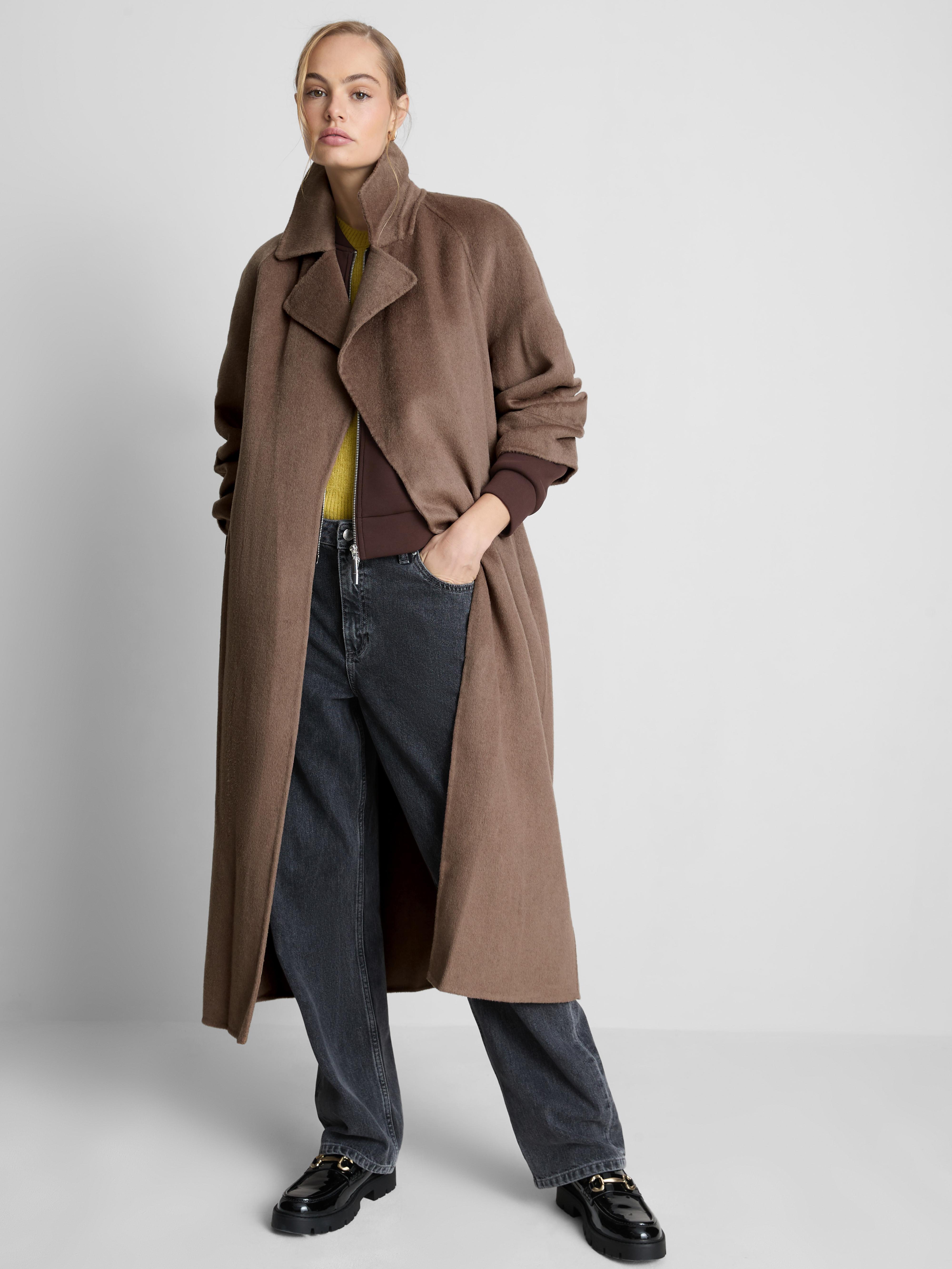 The Edit Wool Blend Longline Wrap Coat