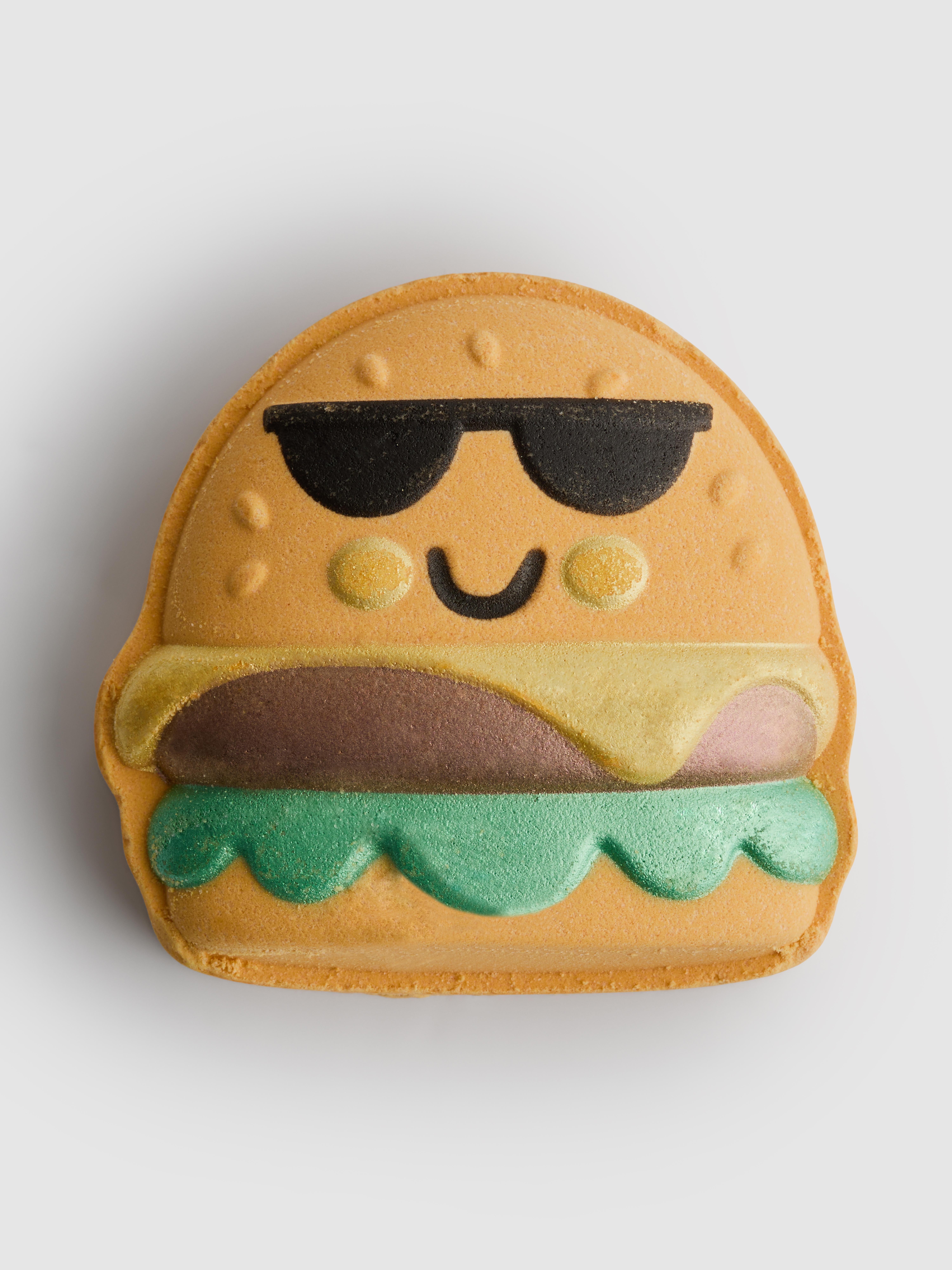 Šumeča kopalna kroglica v obliki burgerja