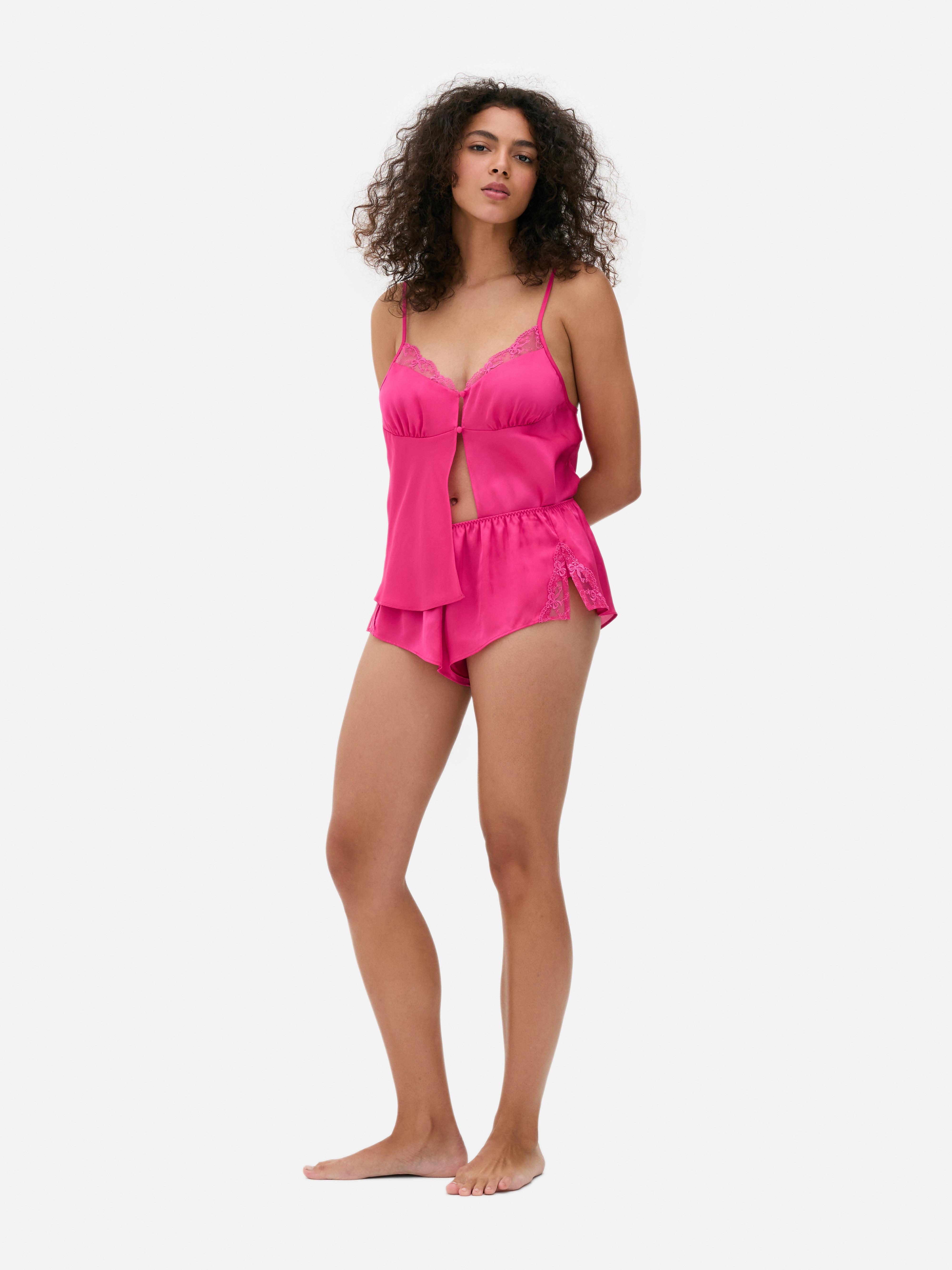 Lace Detail Satin Shorts