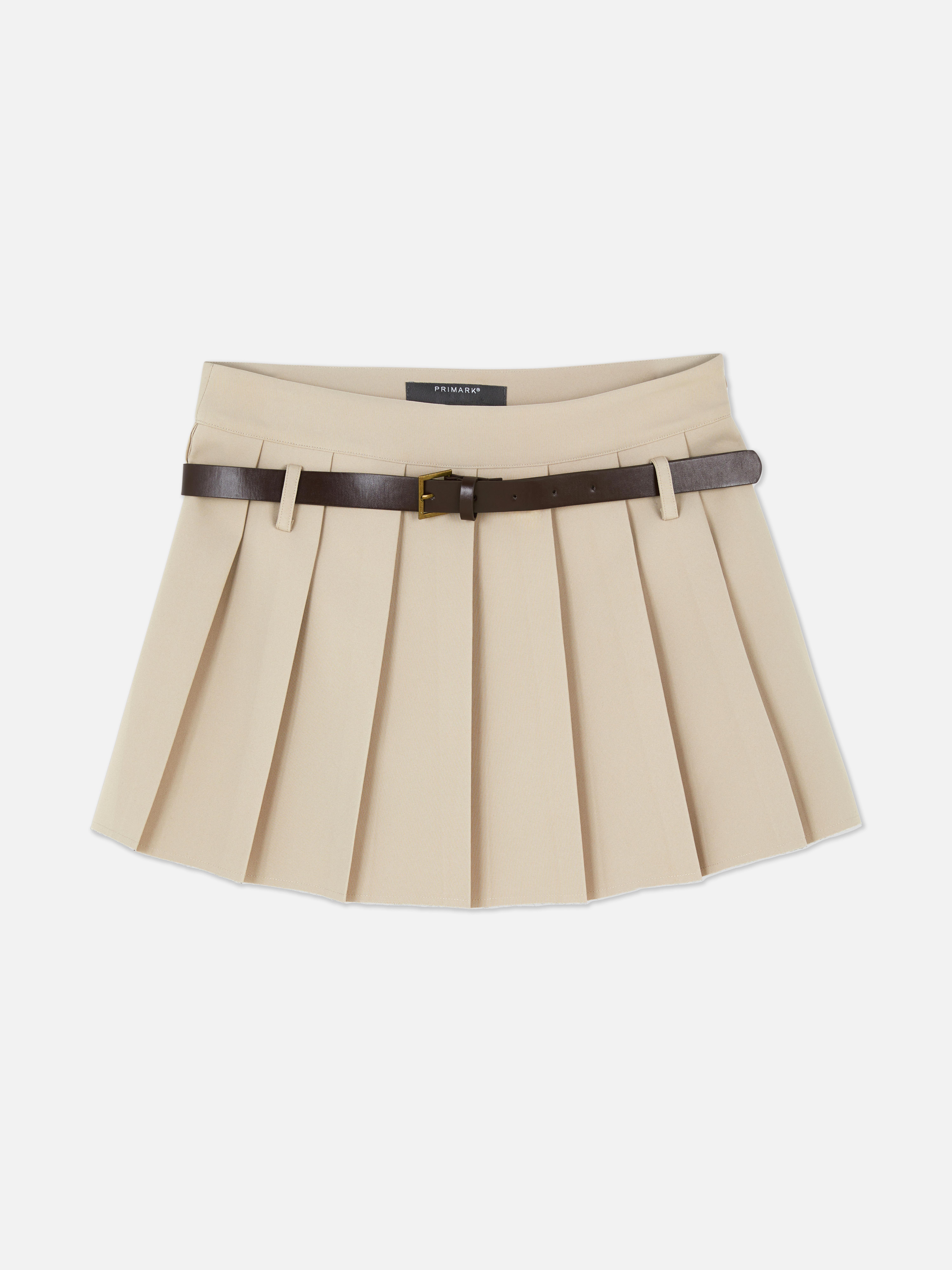 Geplooide minirok met riem