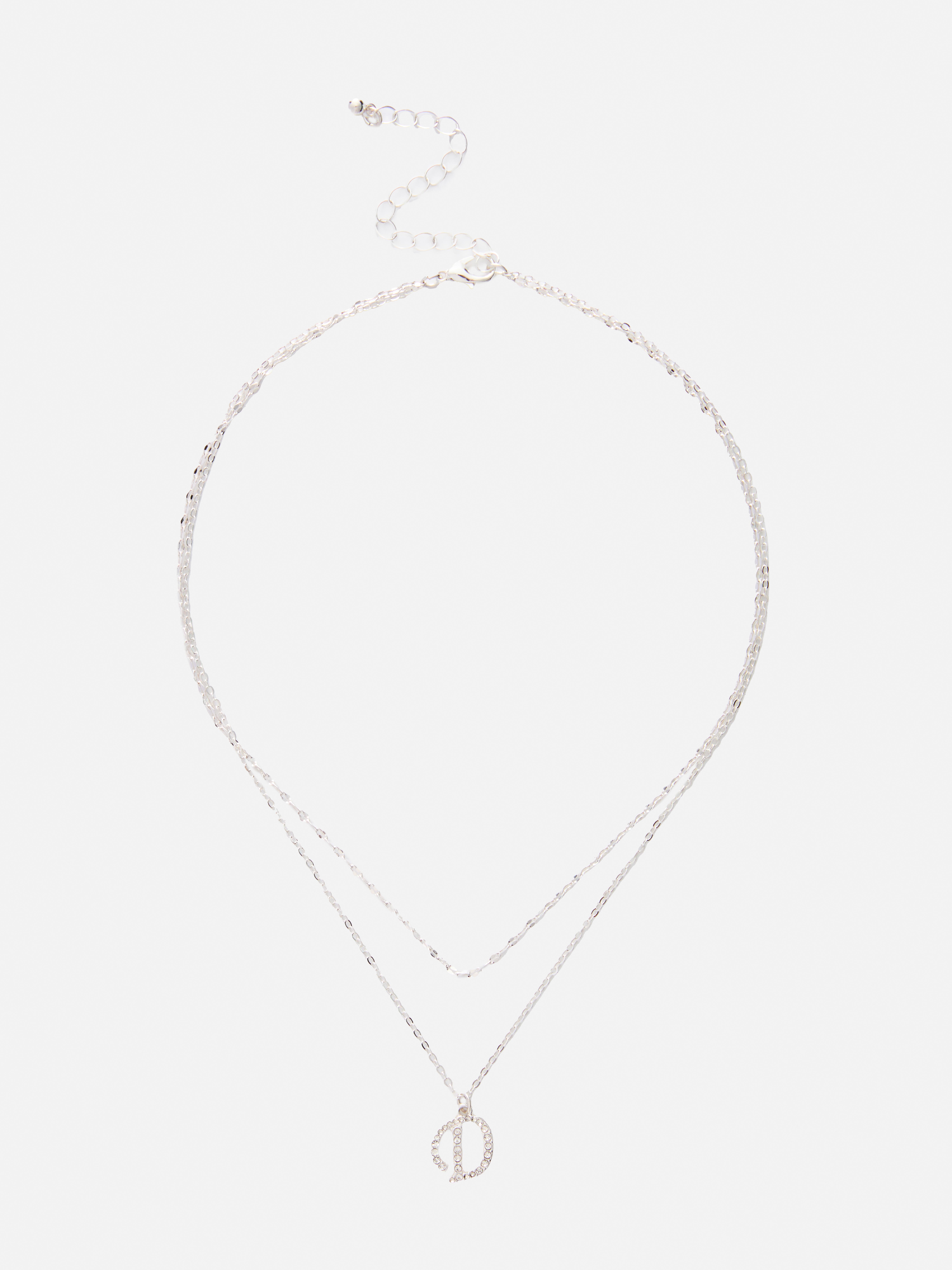 Collier à strass et initiale Blanc