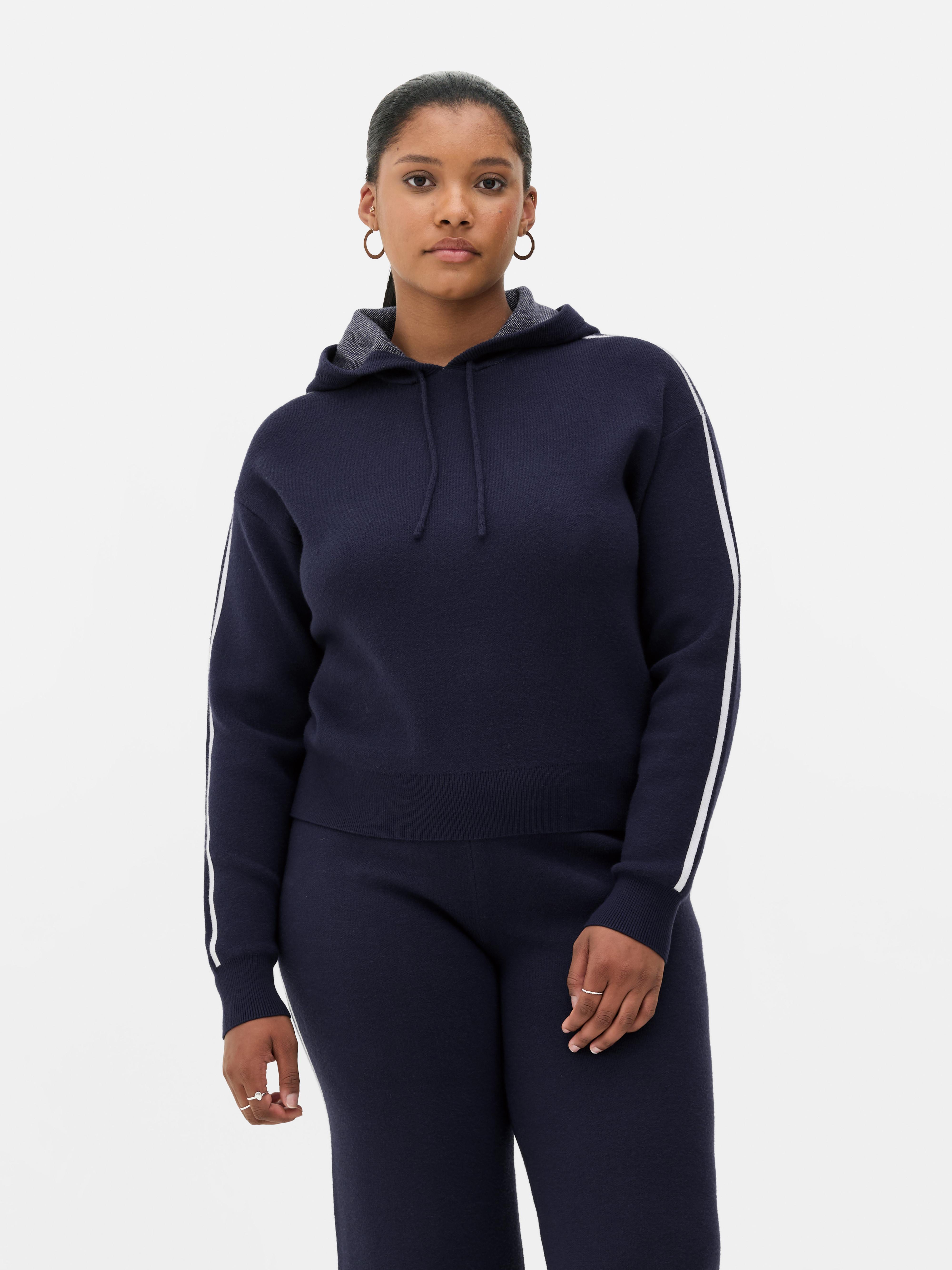 Sudadera con capucha con cordón y rayas laterales