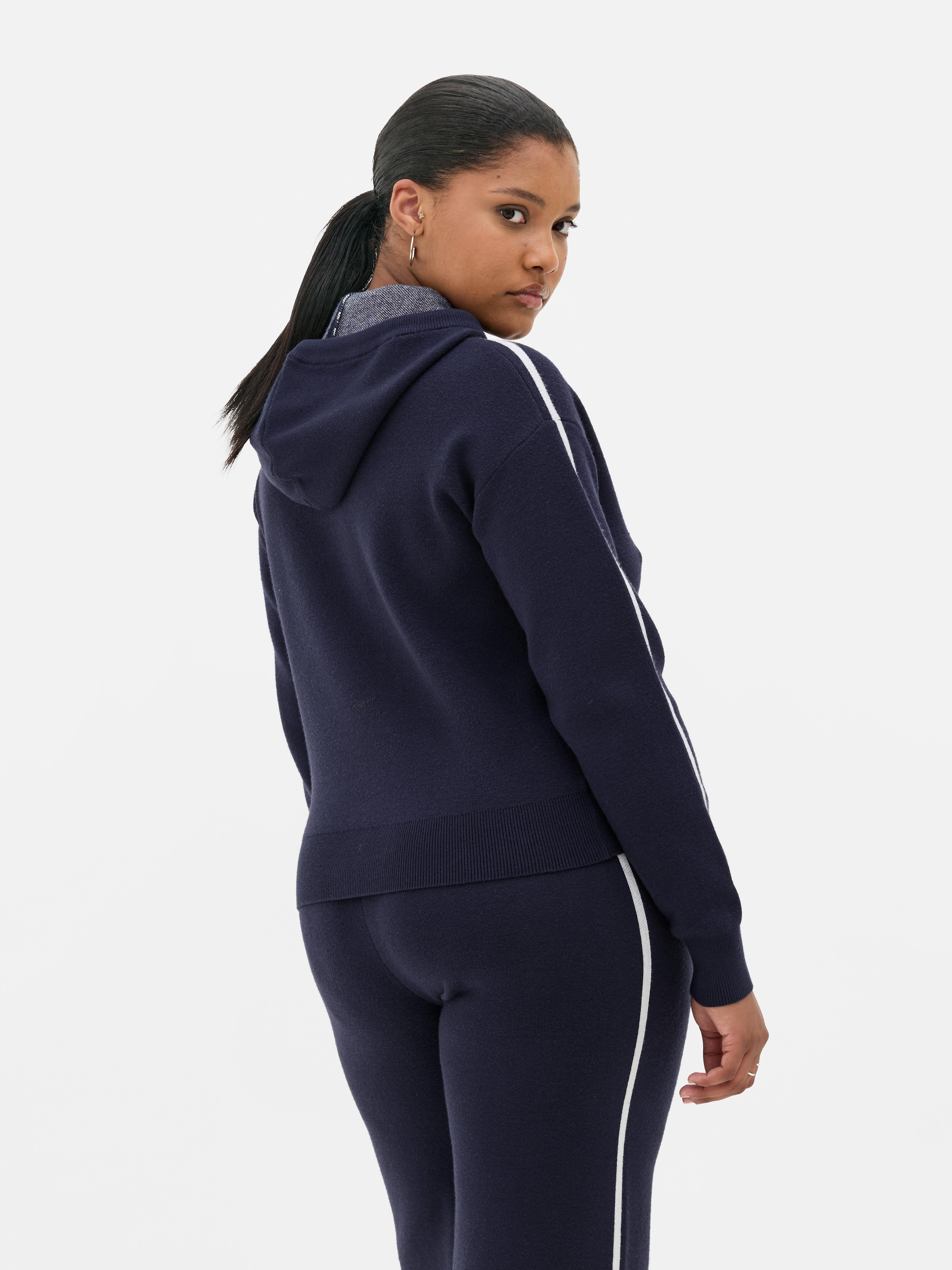 Sudadera con capucha con cordón y rayas laterales