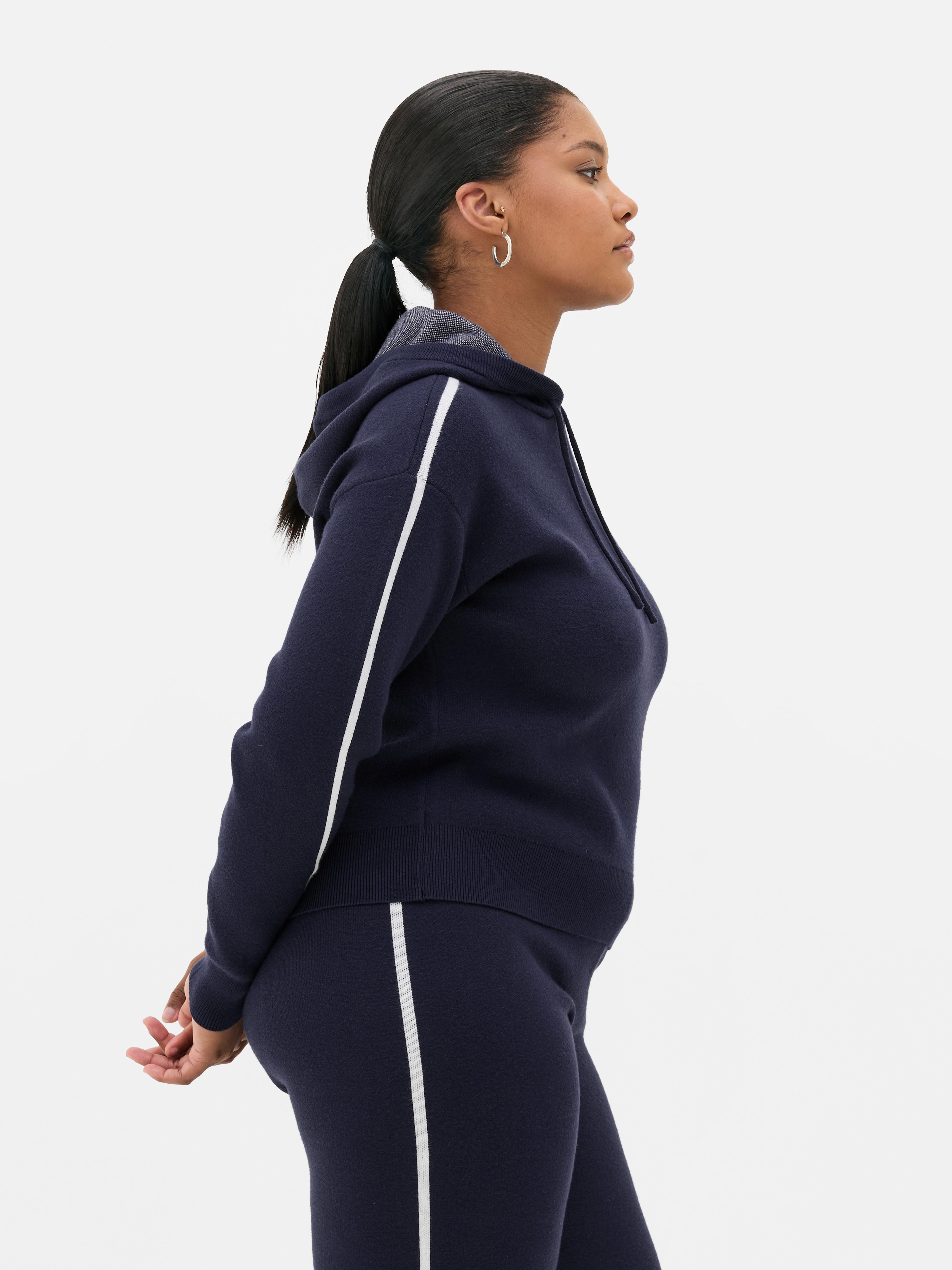 Sudadera con capucha con cordón y rayas laterales