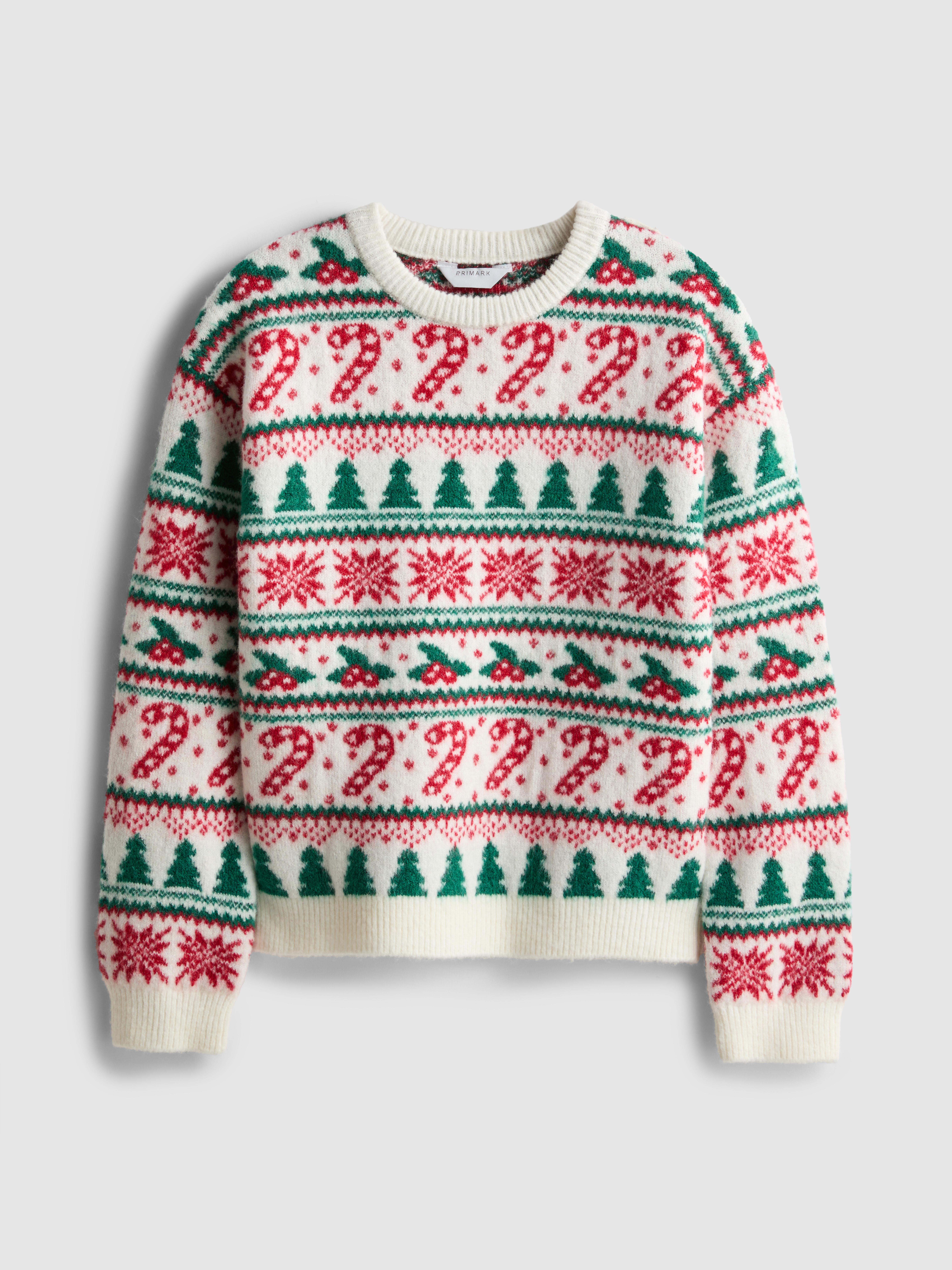 7-15yrs | Kid's Candy Cane Fair Isle Family Christmas Jumper