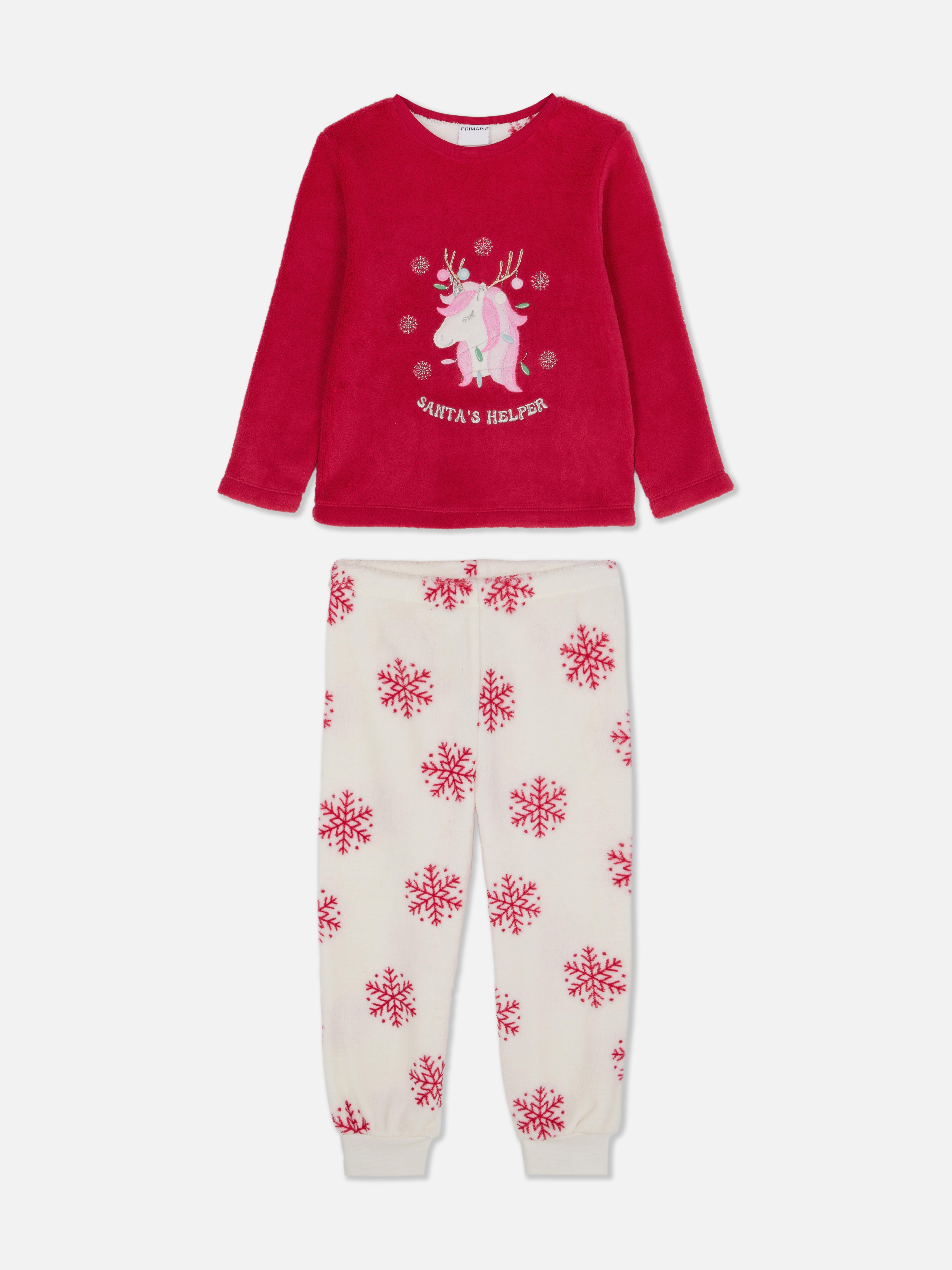 1.5-8yrs | Christmas Unicorn Graphic Fleece Pyjamas