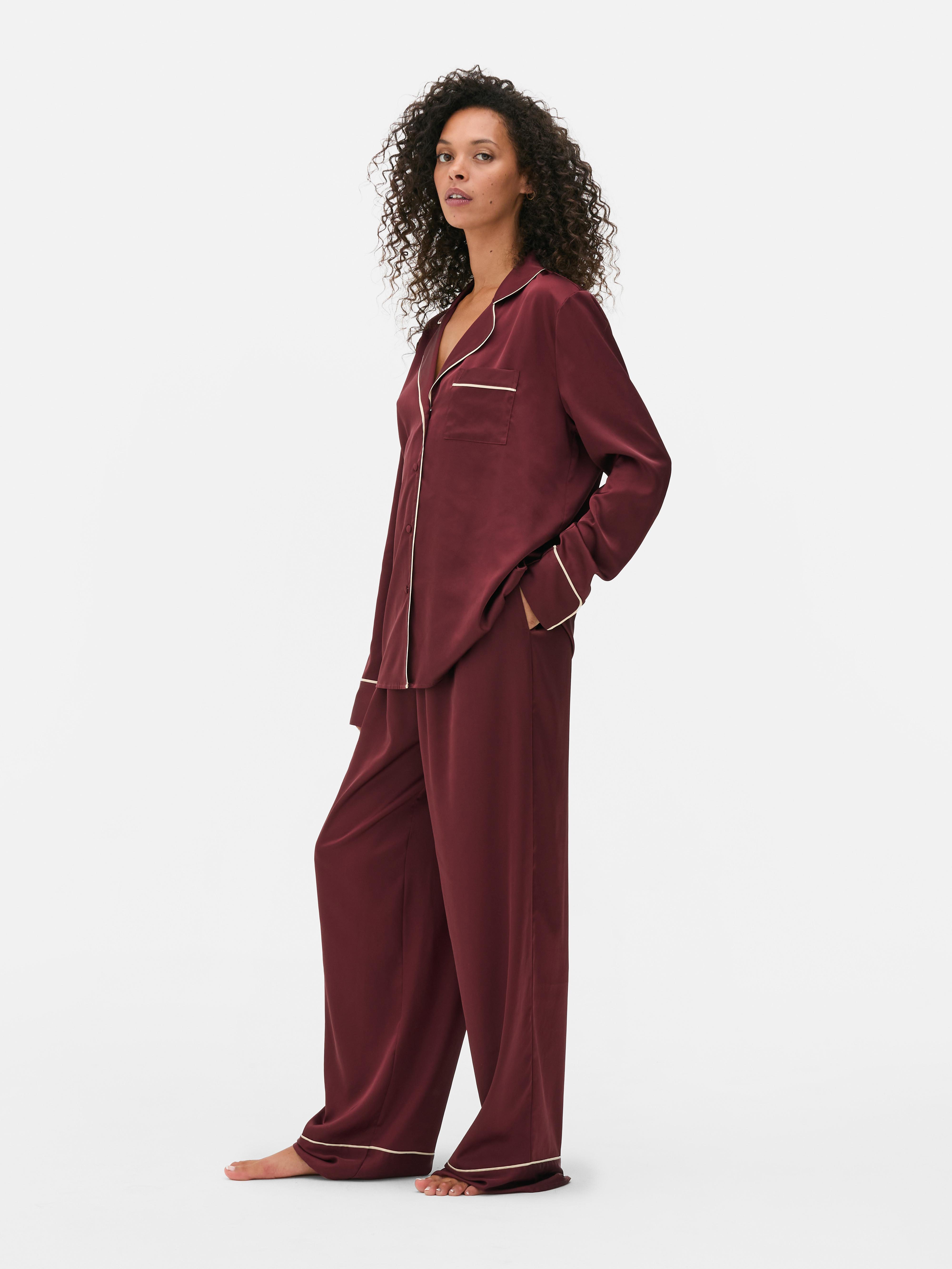 Contrast Trim Boyfriend Pyjama Set