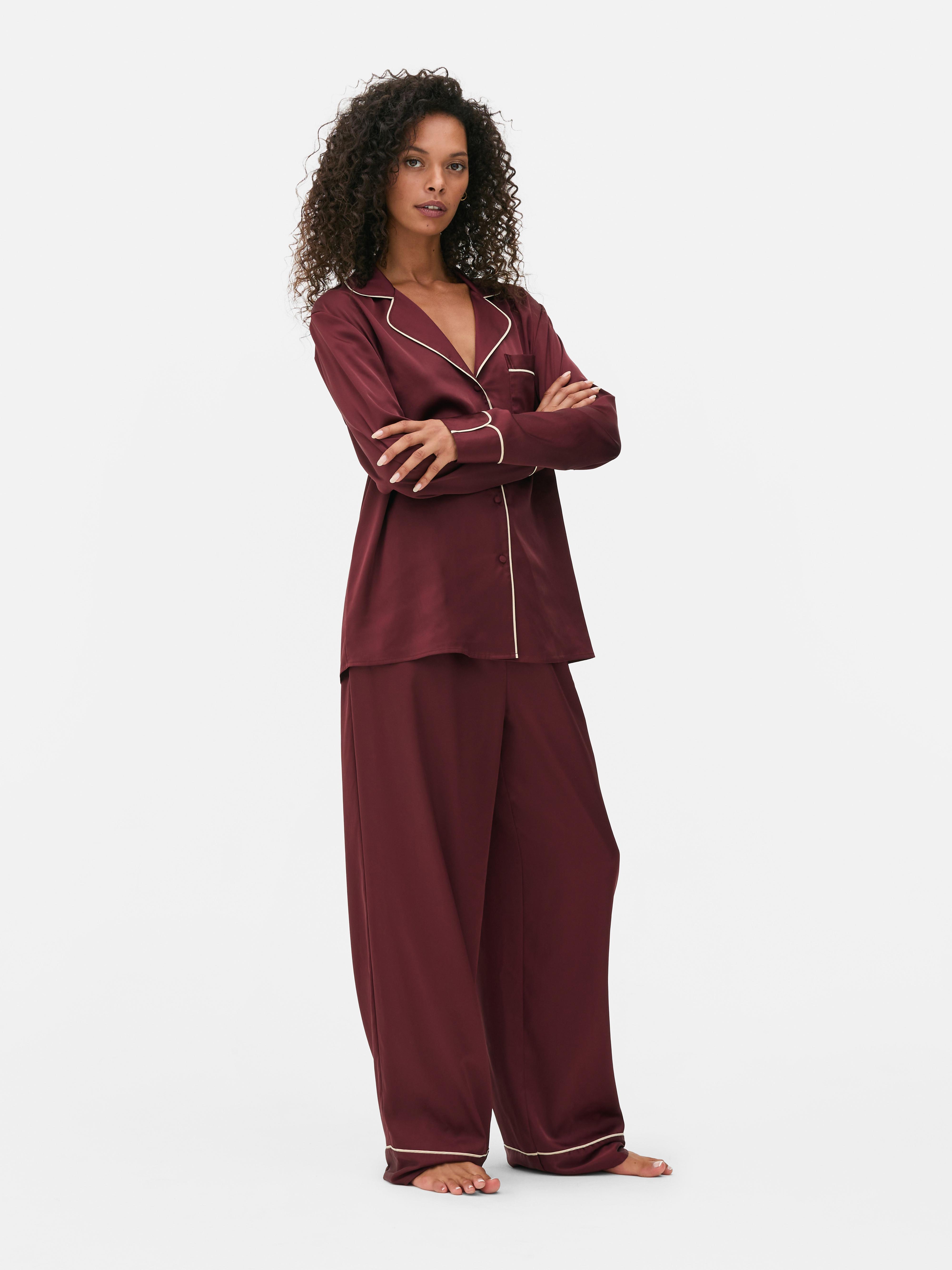Boyfriend-pyjama met contrastzoom