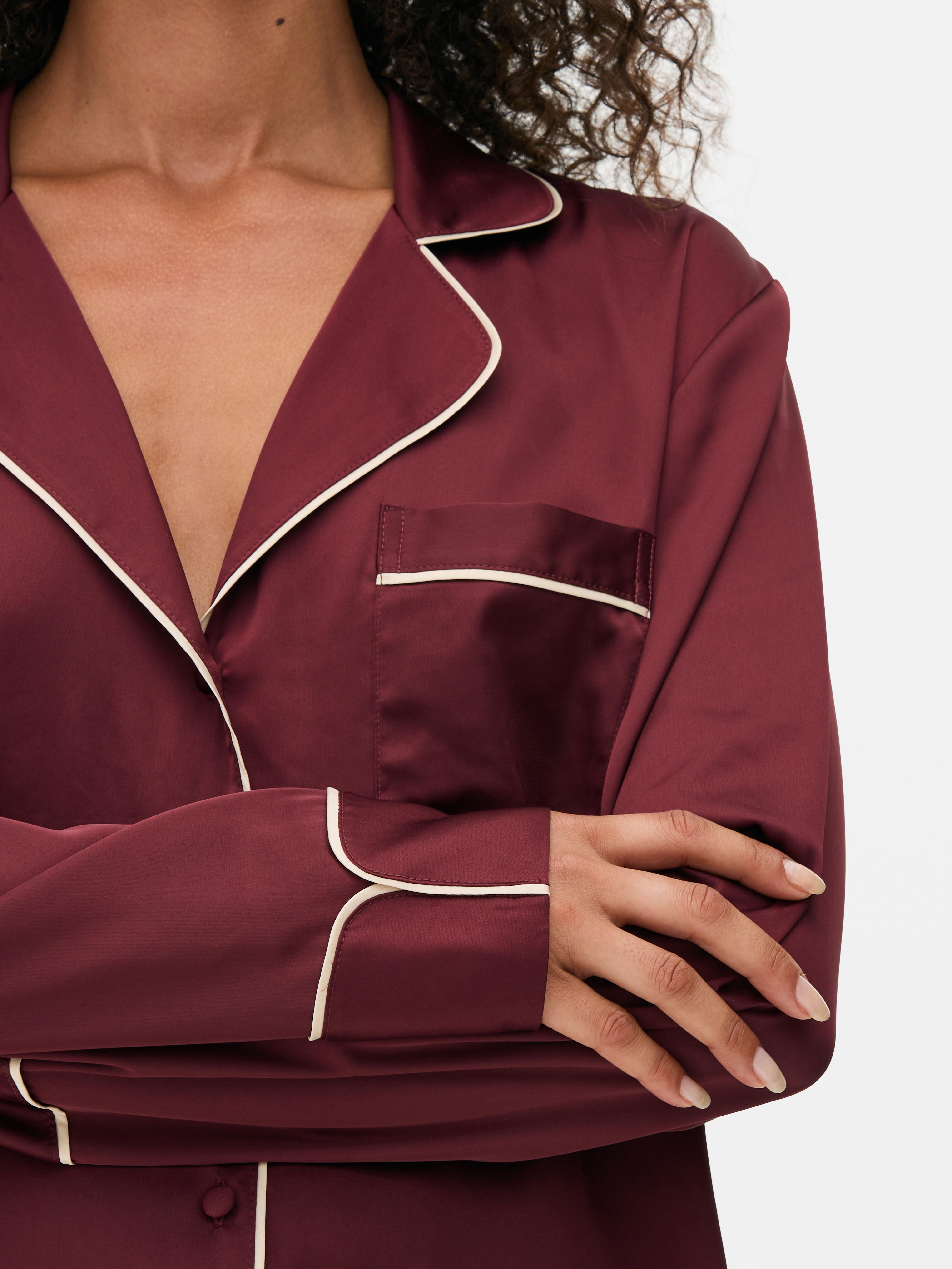 Boyfriend-pyjama met contrastzoom