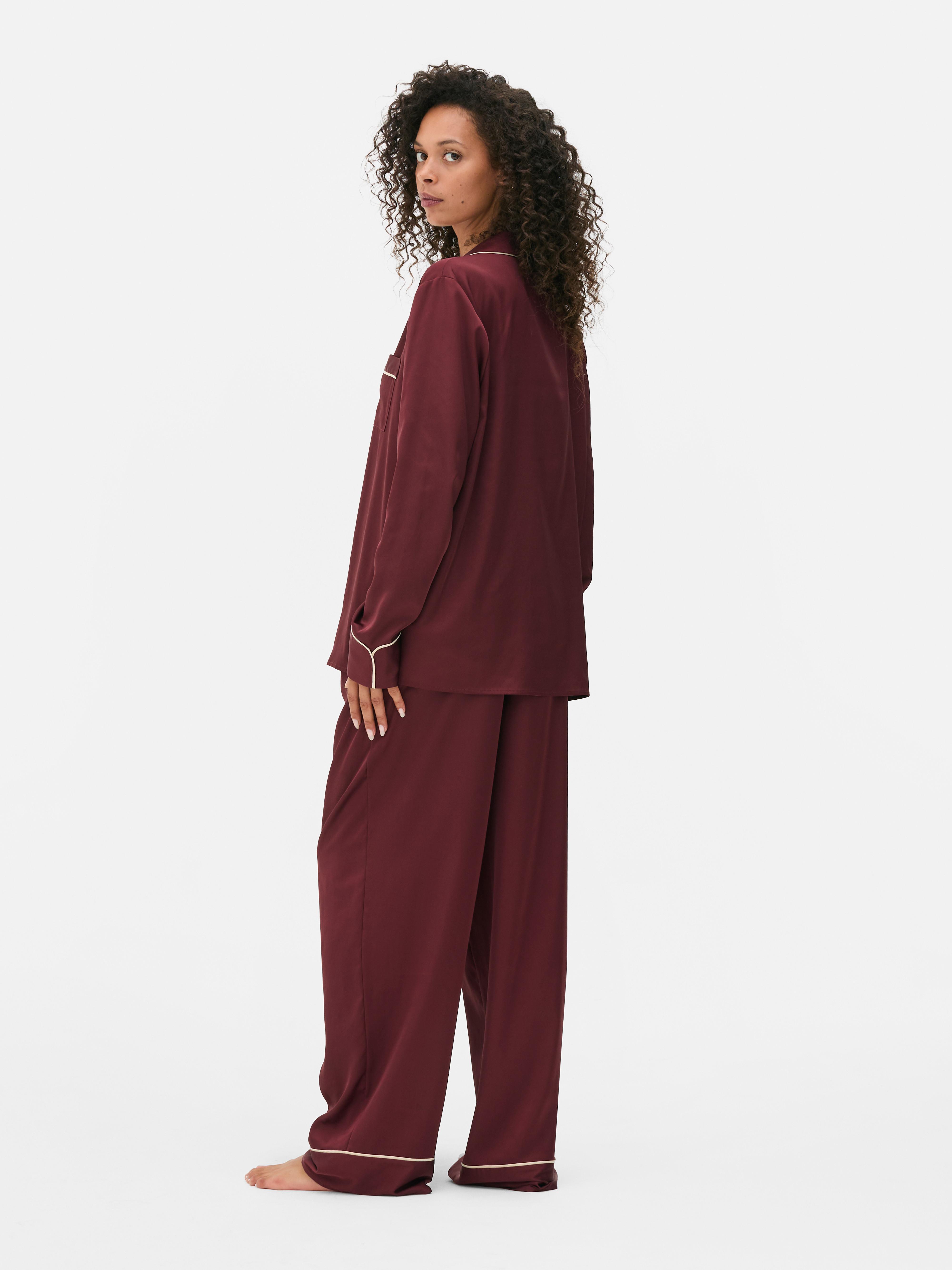 Boyfriend-pyjama met contrastzoom