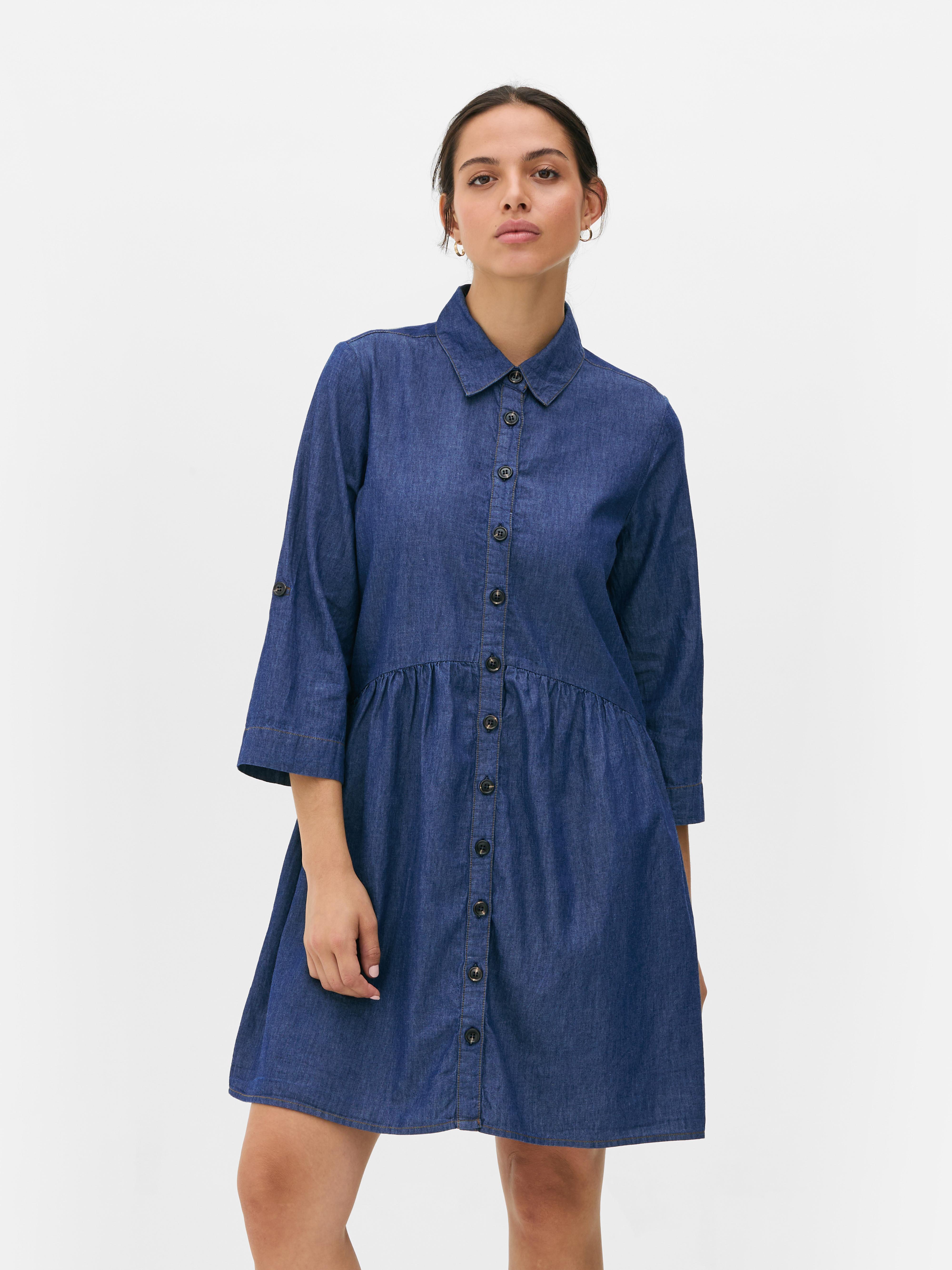 Chambray Mini Shirt Dress