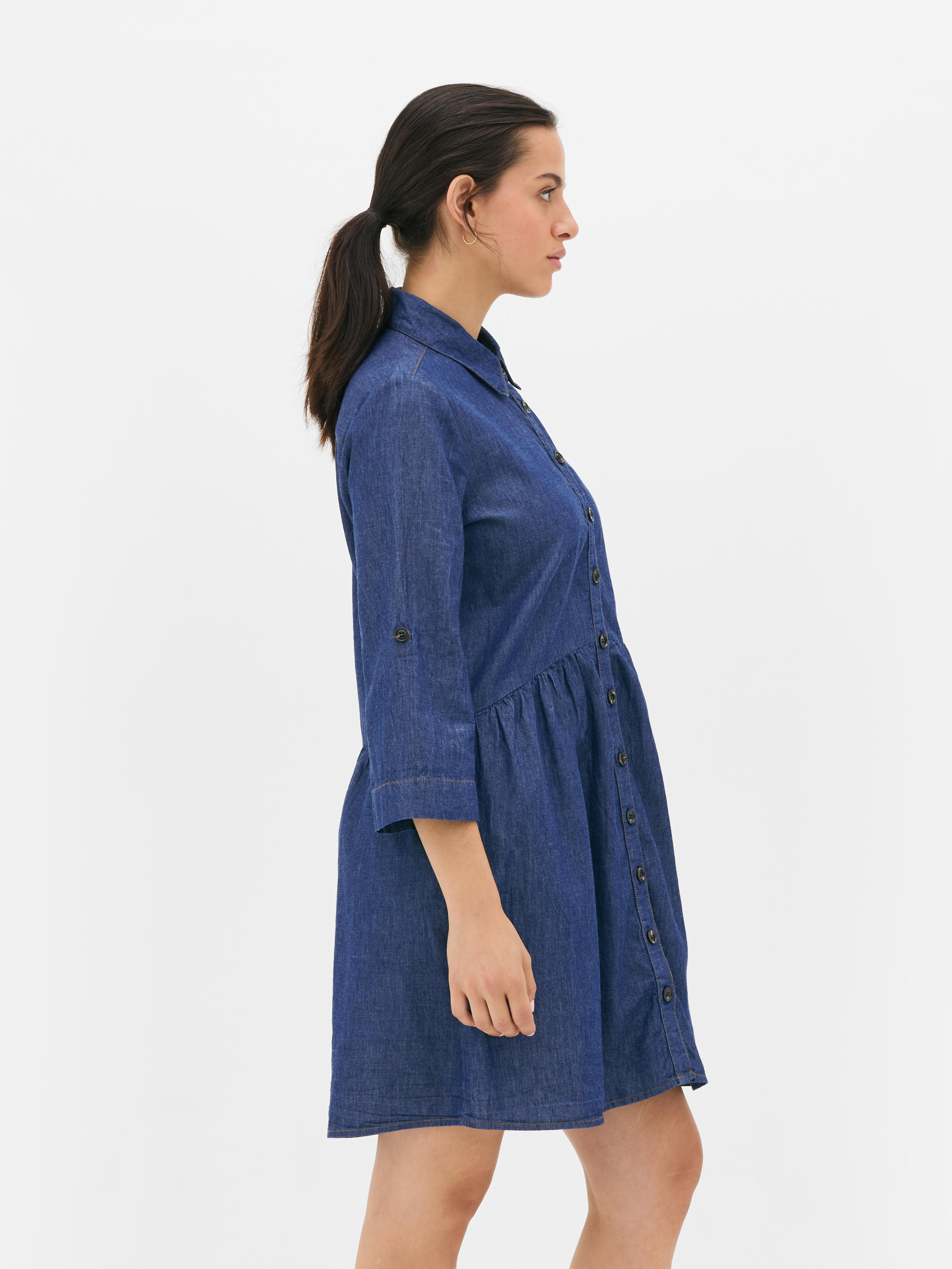 Chambray Mini Shirt Dress