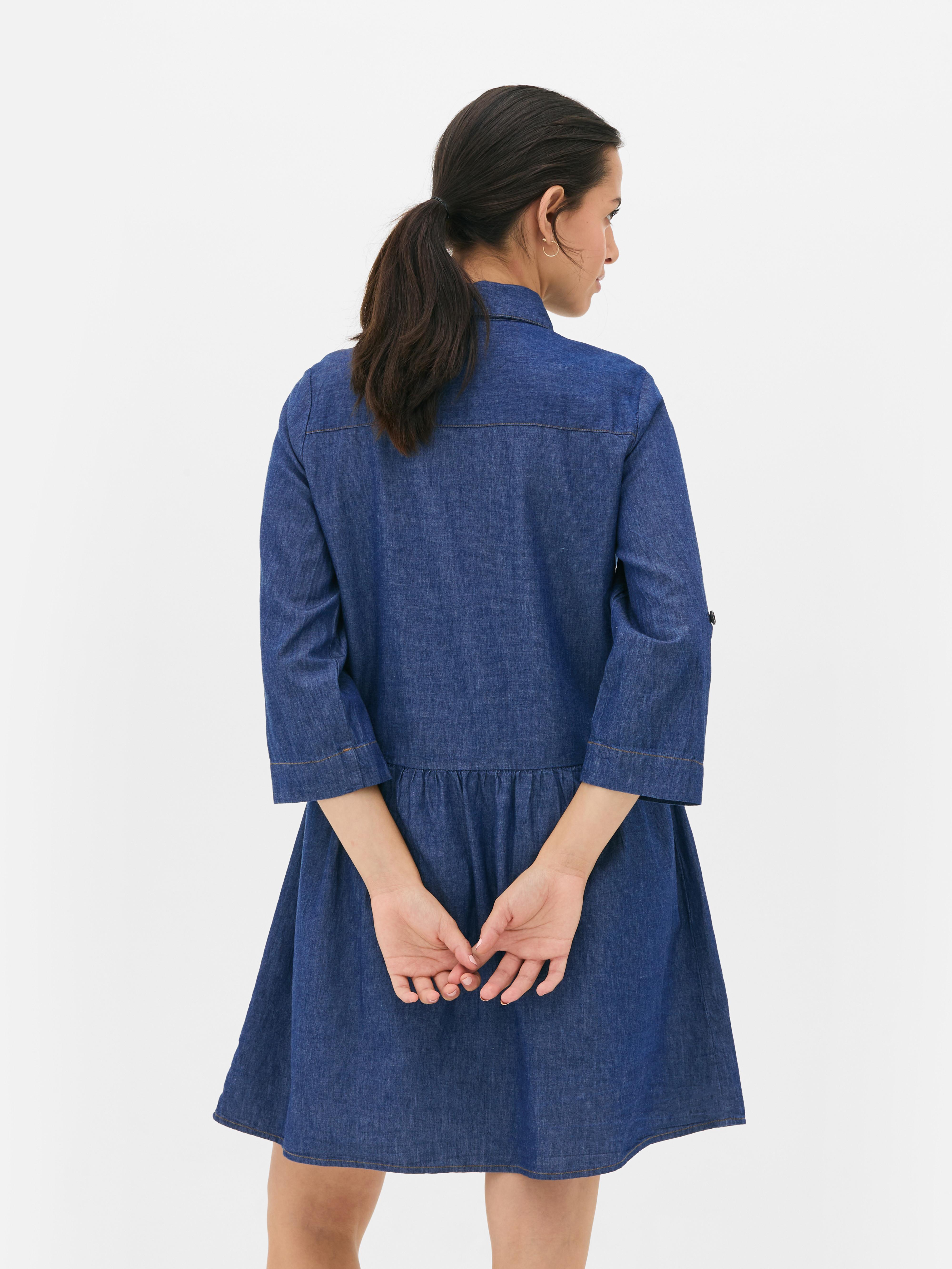 Chambray Mini Shirt Dress