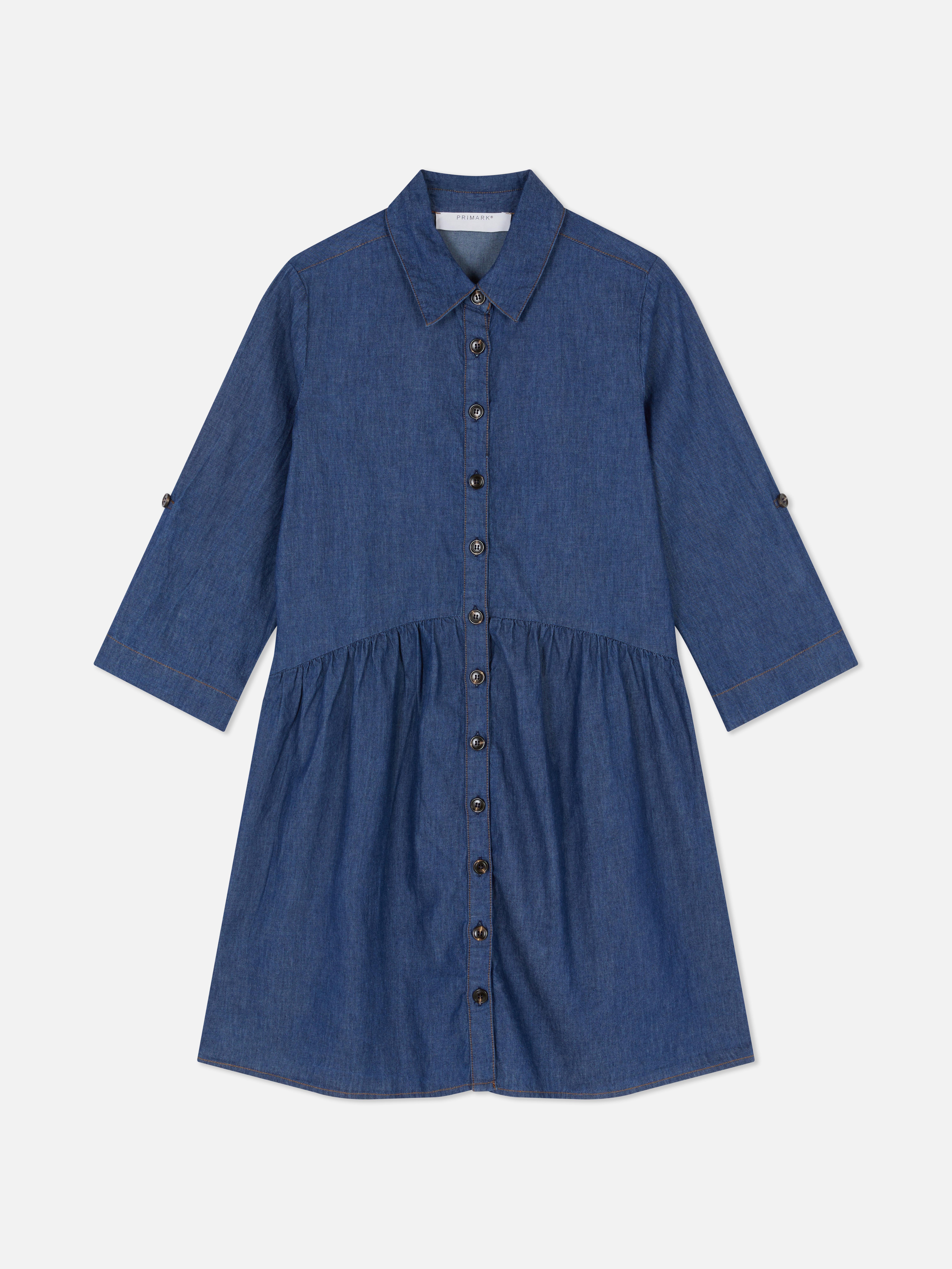Chambray Mini Shirt Dress
