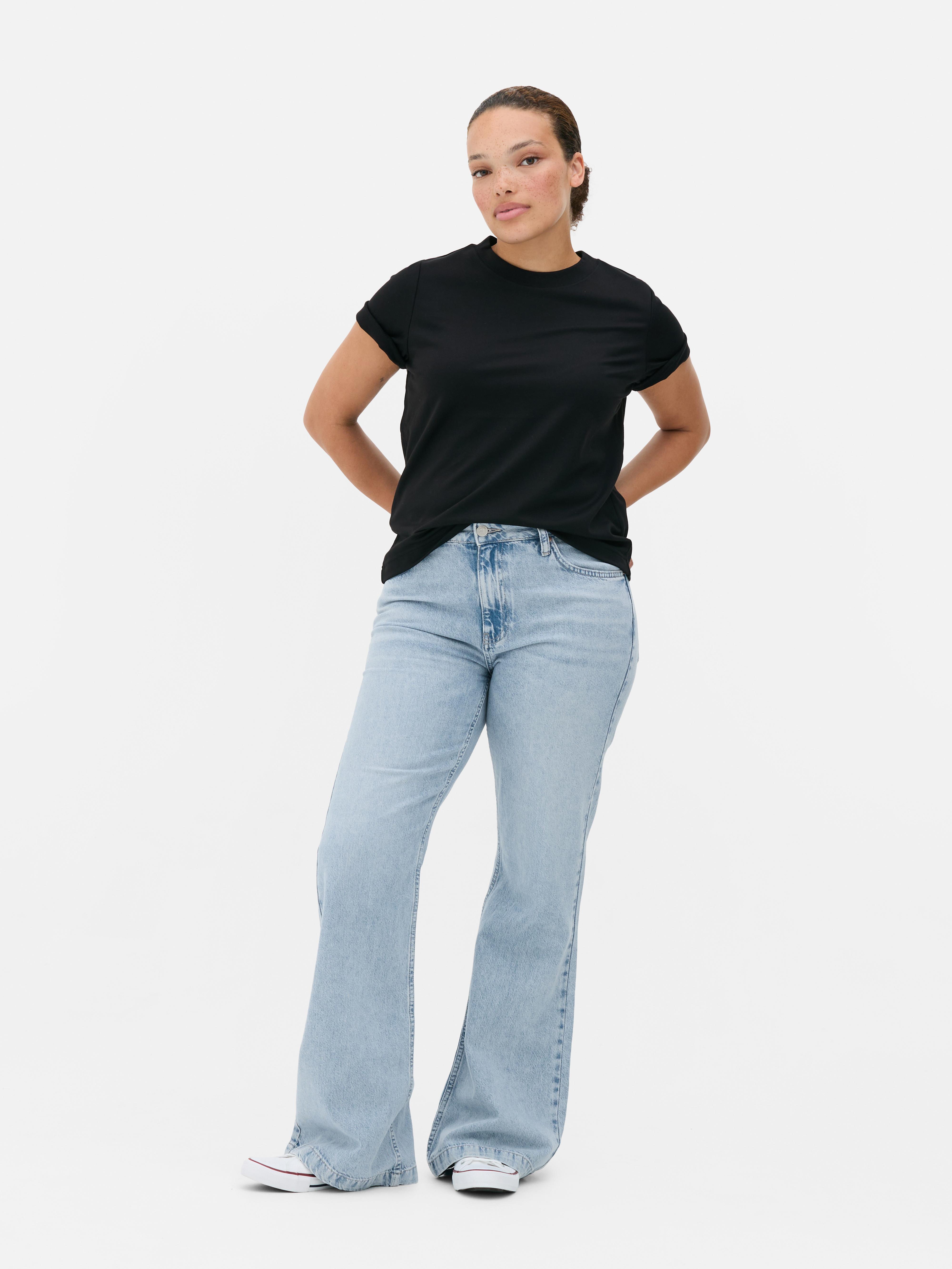 Wijd uitlopende jeans met halfhoge taille