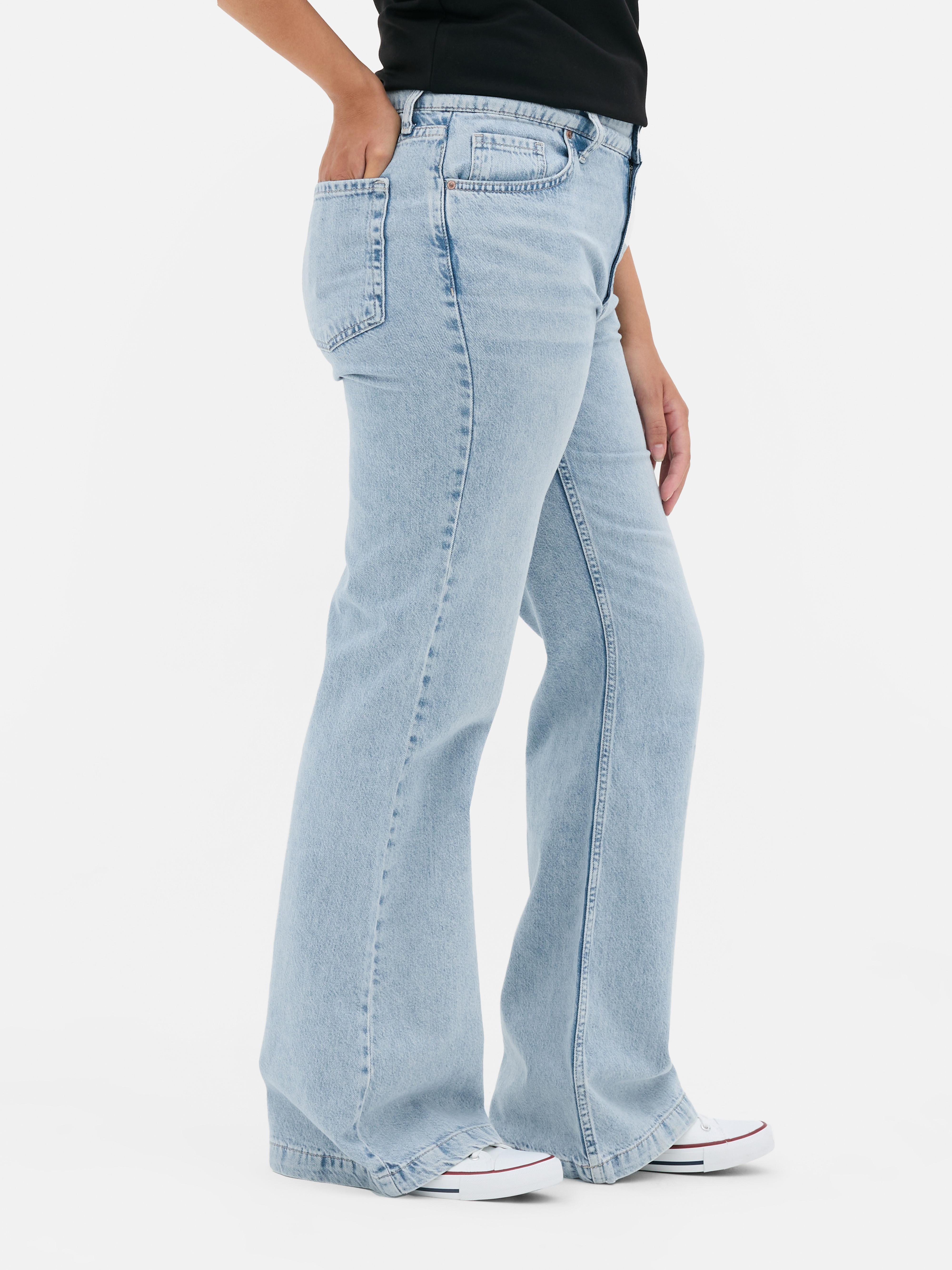 Wijd uitlopende jeans met halfhoge taille