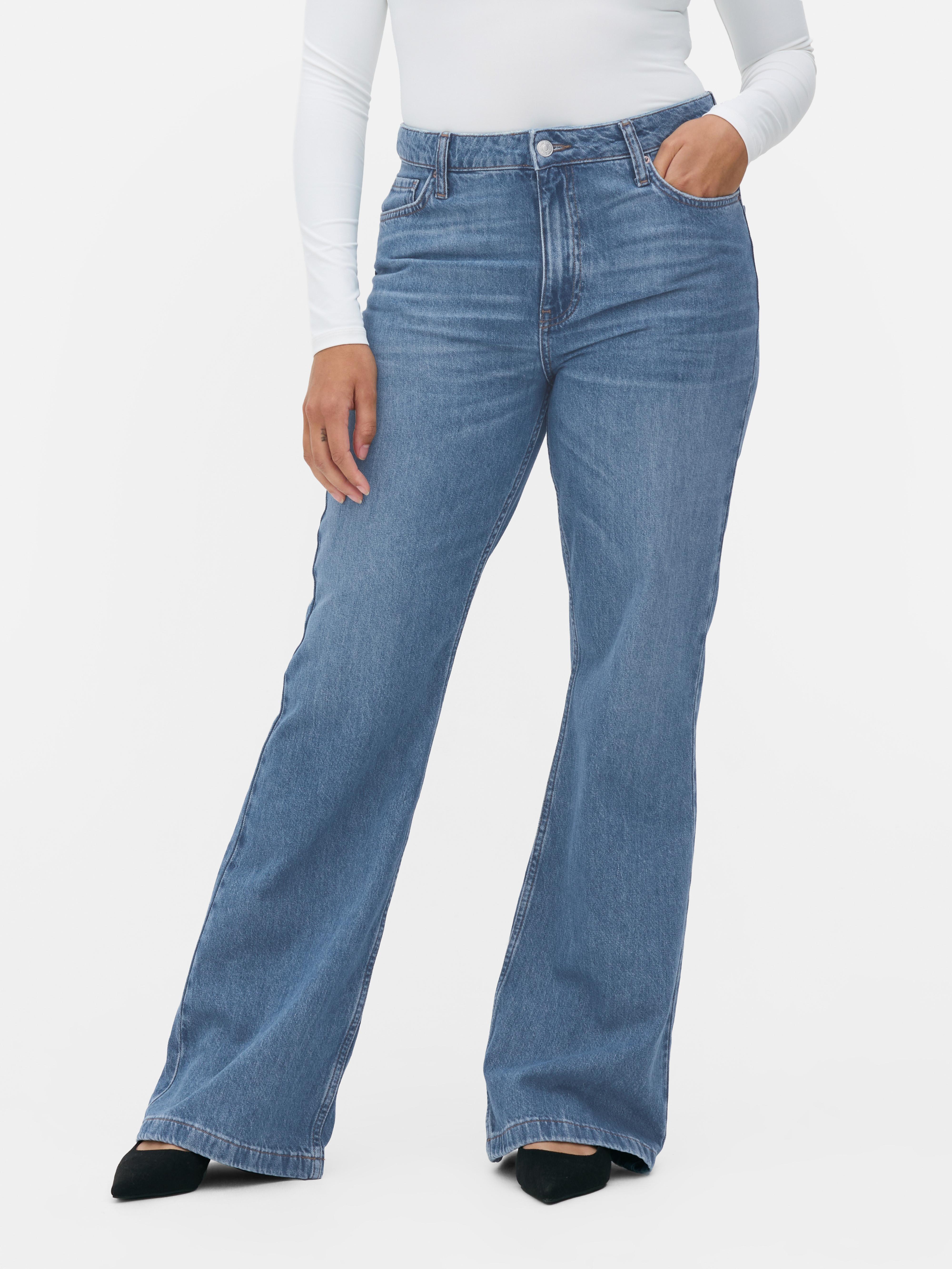 Wijd uitlopende jeans met halfhoge taille