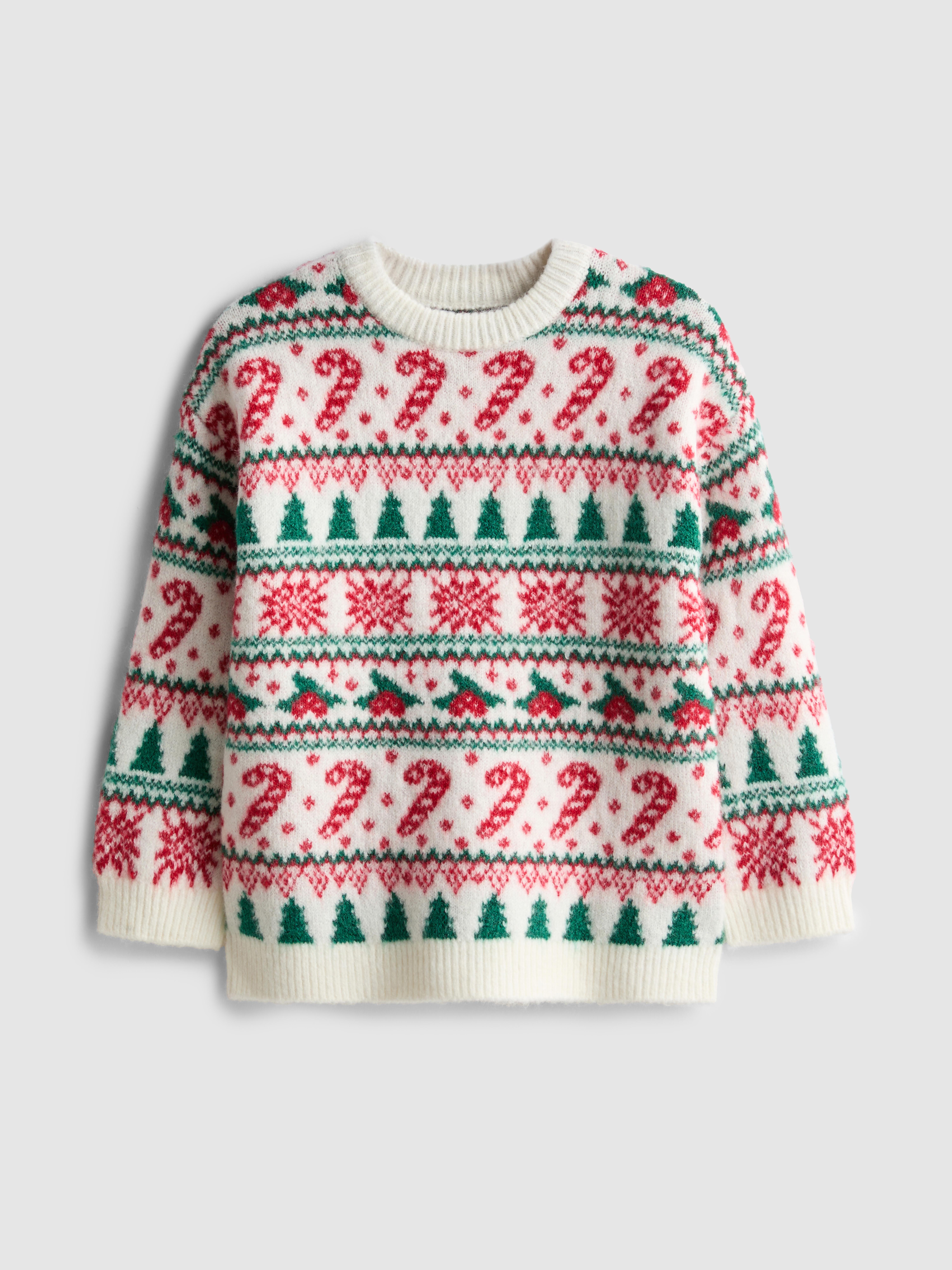 1.5-7yrs | Kid's Candy Cane Fair Isle Family Christmas Jumper