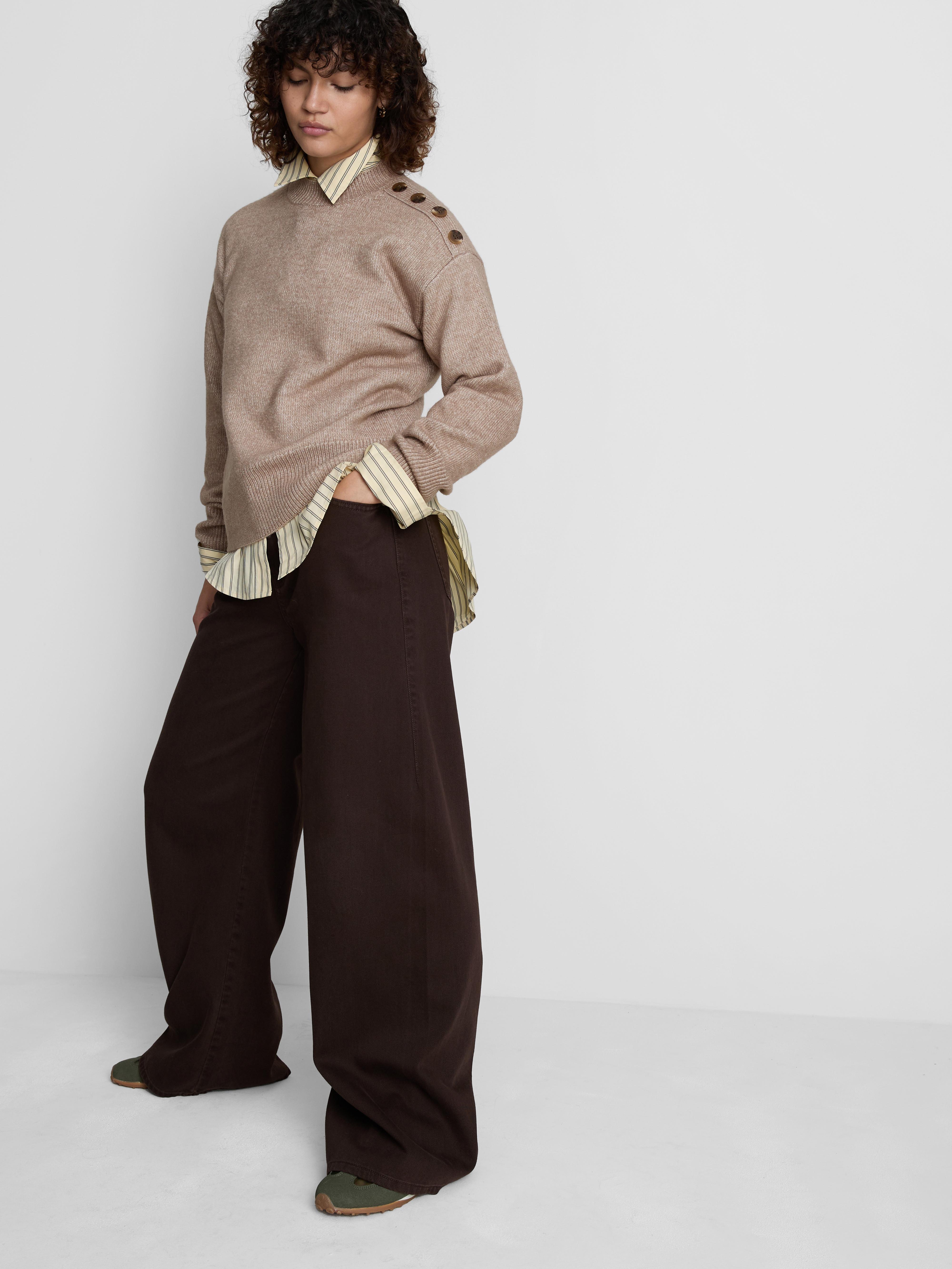 Button Detail Crew Neck Jumper