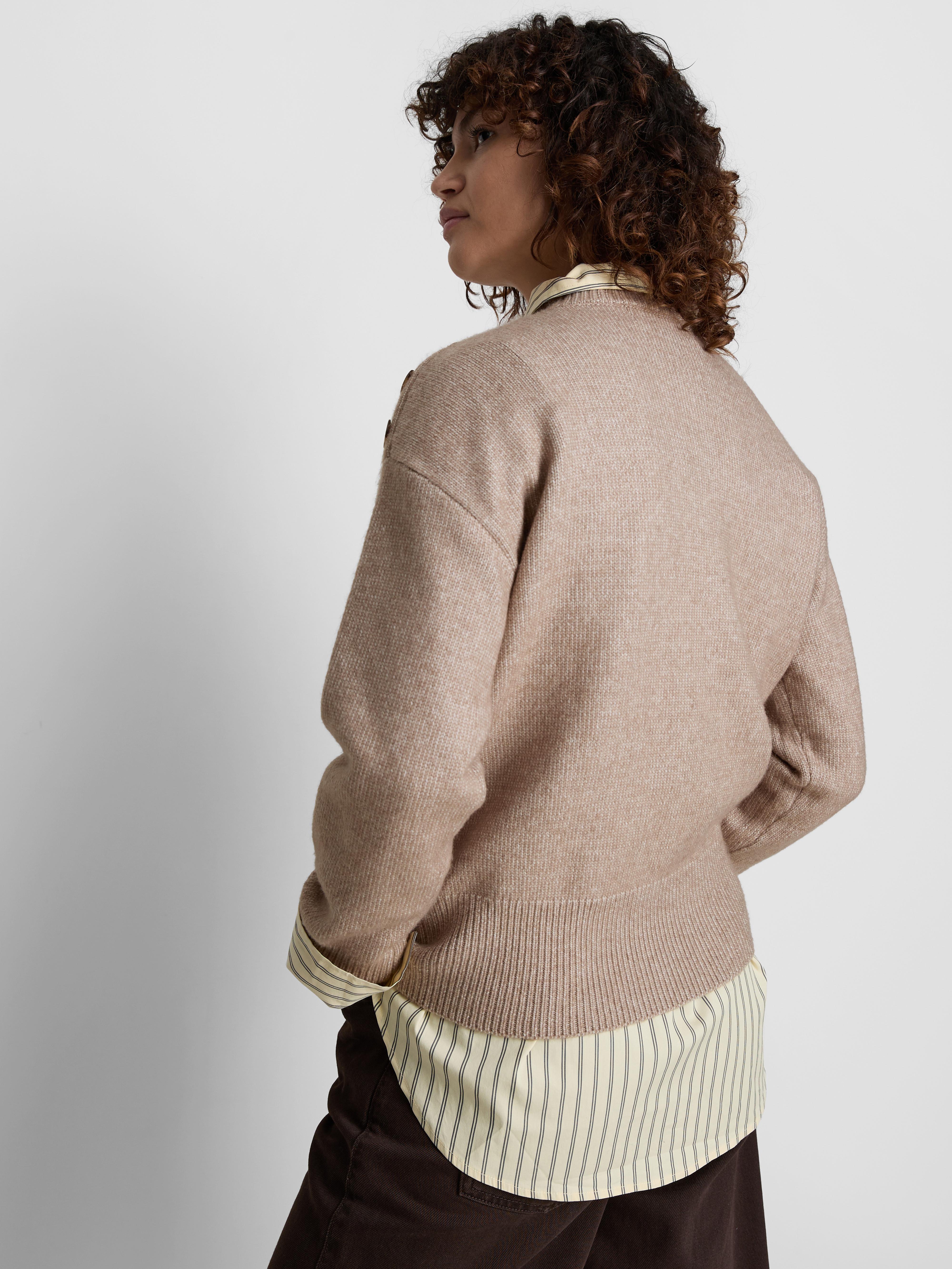 Button Detail Crew Neck Jumper