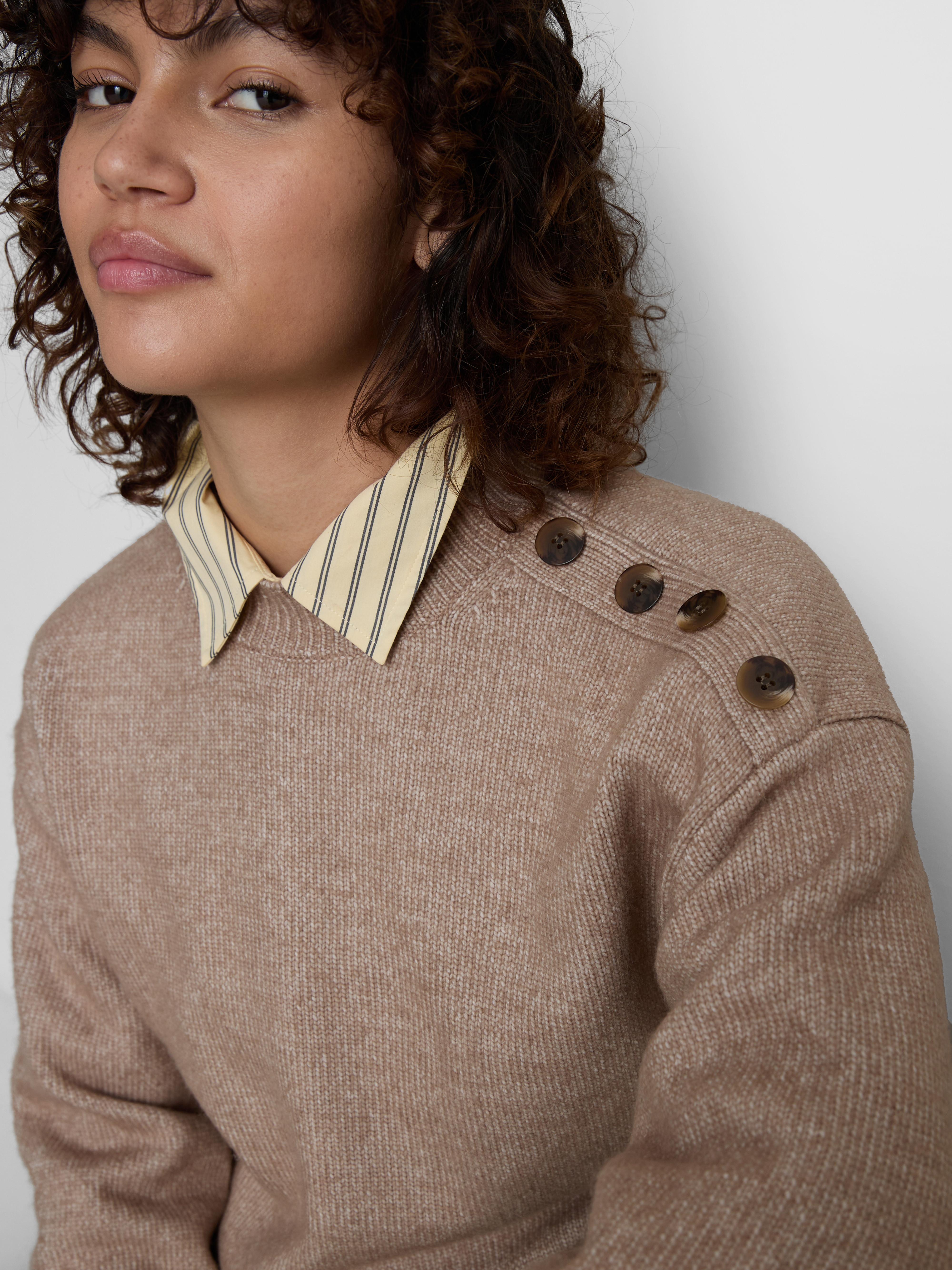 Button Detail Crew Neck Jumper