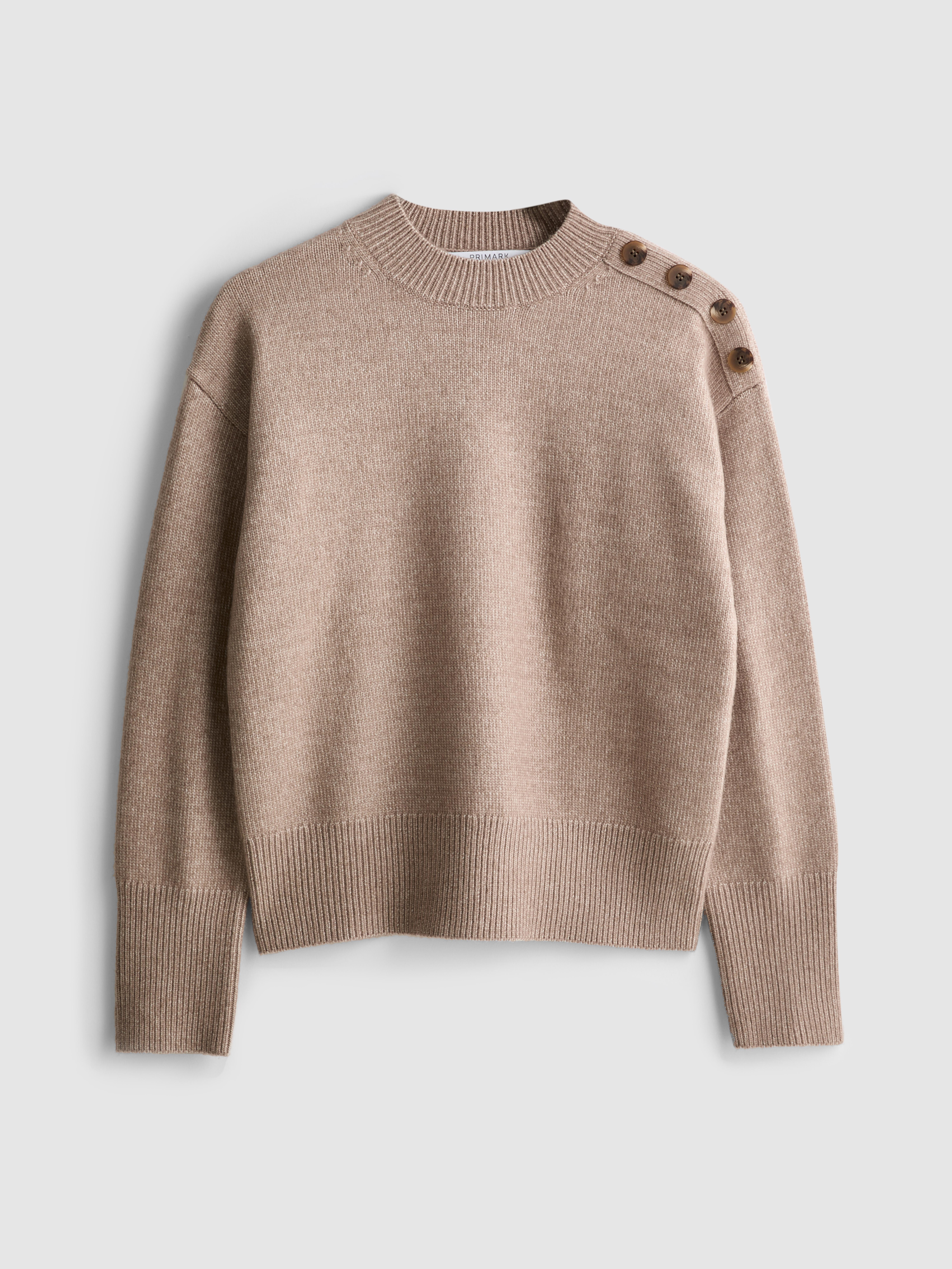 Button Detail Crew Neck Jumper